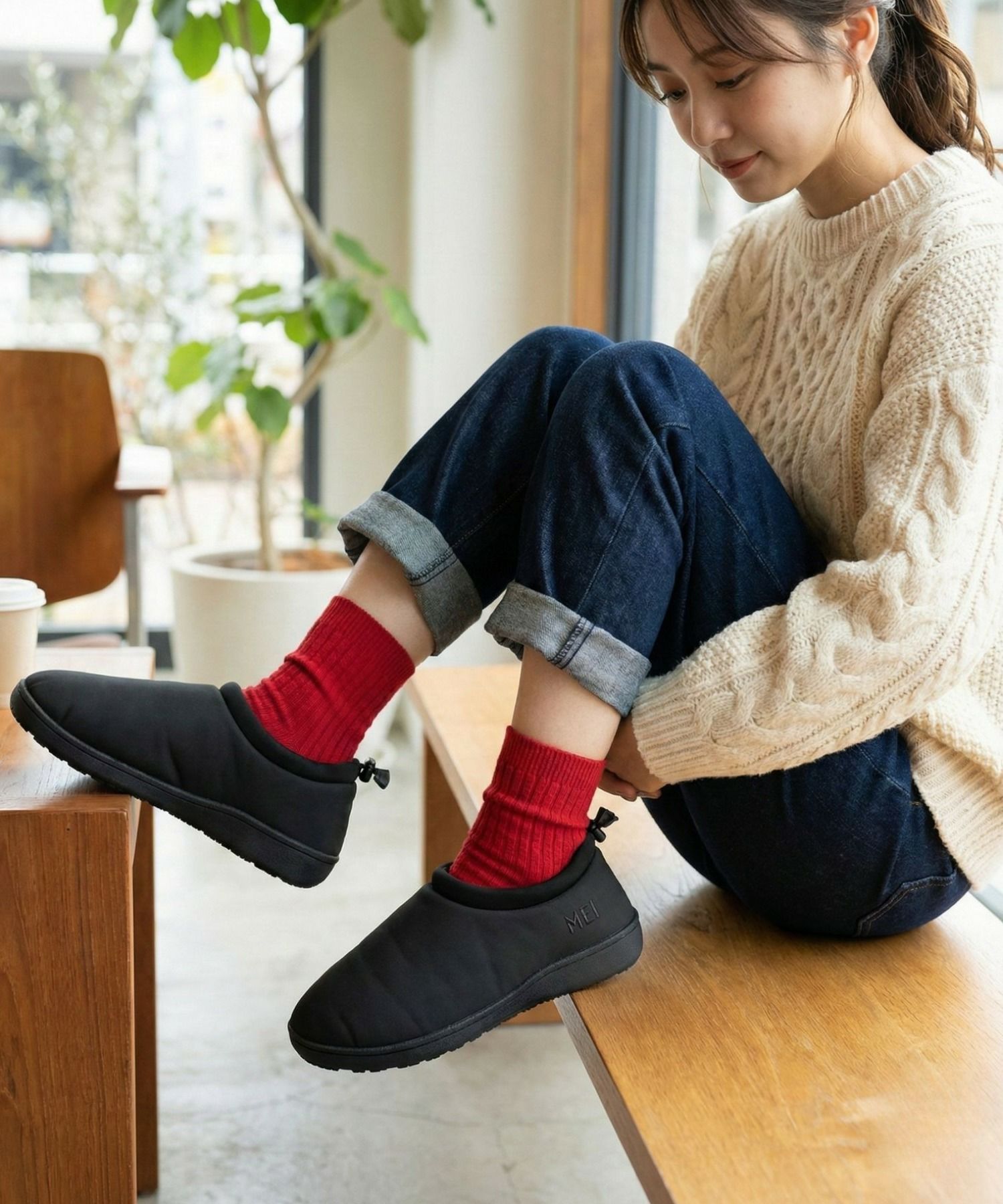 【MEI/メイ】ムートンモックシューズ / 裏ボア 2WAY ドローコード付き / ユニセックス / アウトドア / ルームシューズ商品画像-5