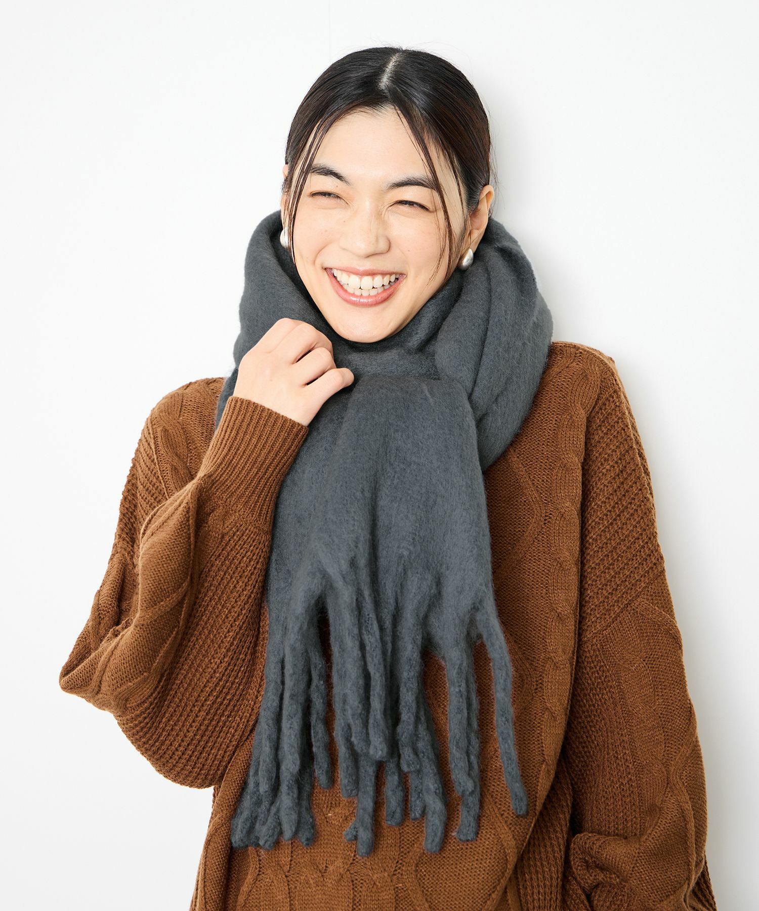 Idnes  無地ボリュームストール レディース商品画像-1