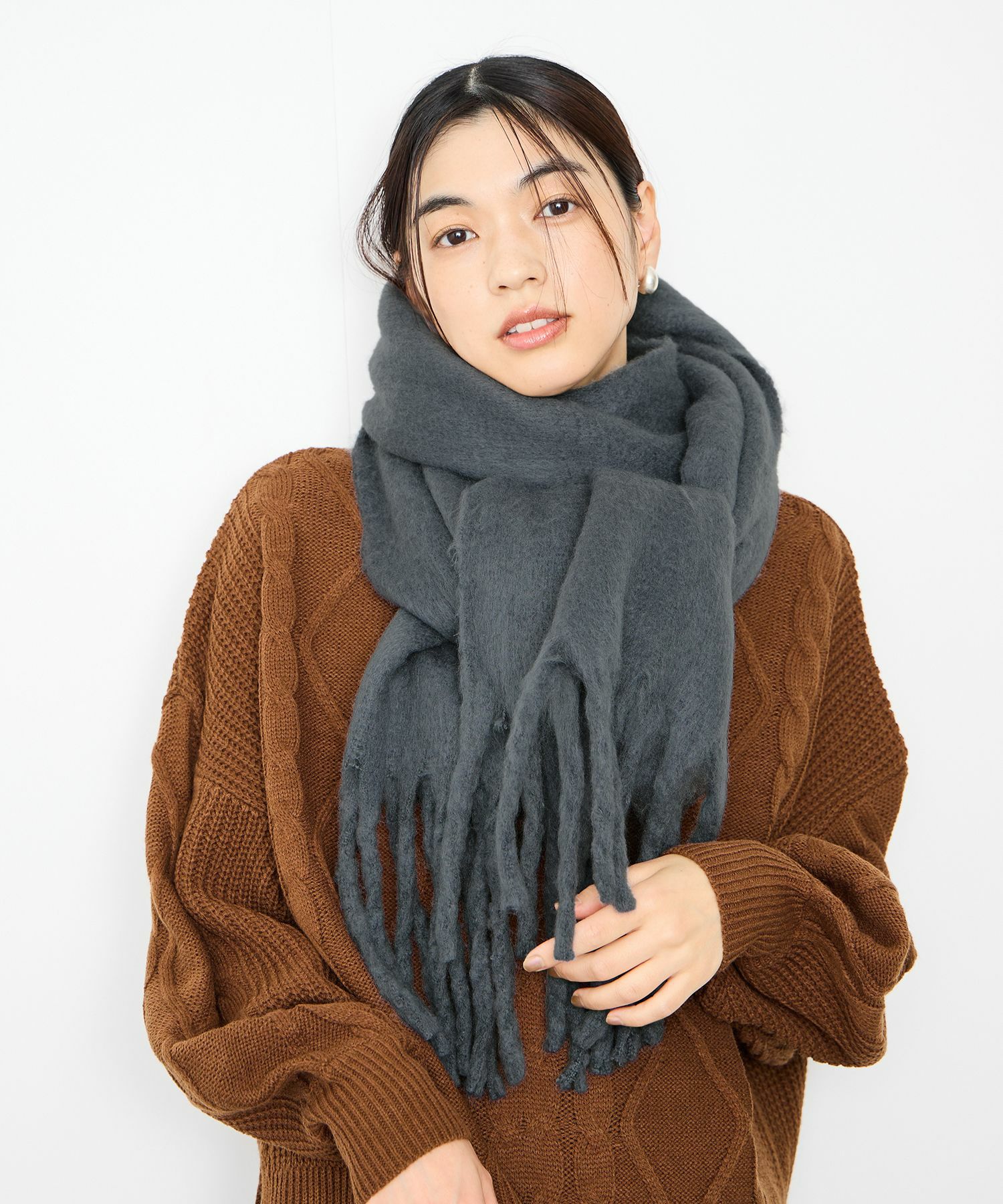 Idnes 無地ボリュームストール レディース商品画像-5