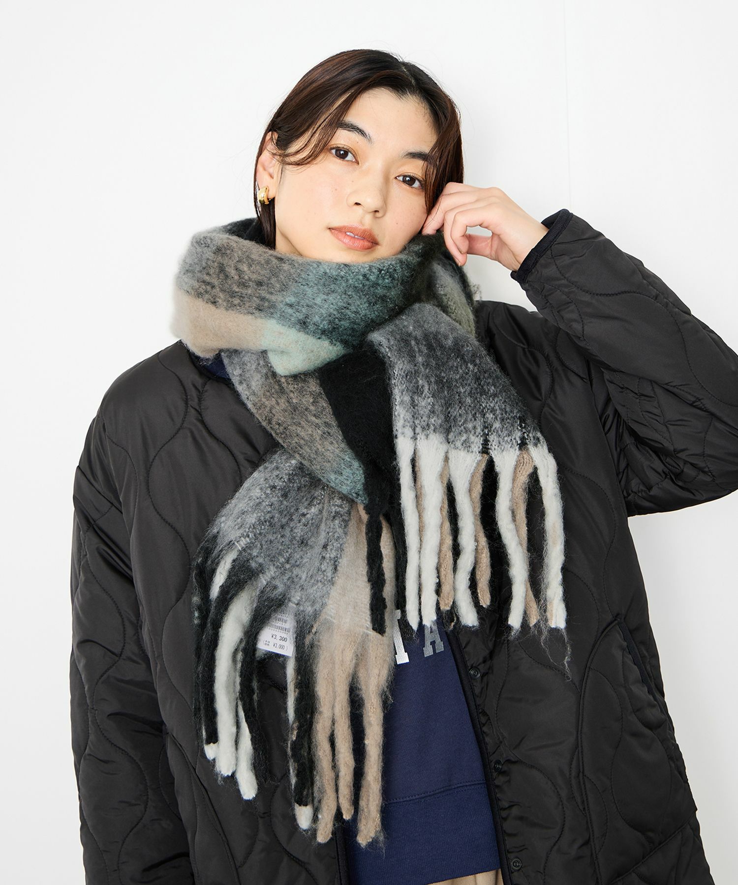 Idnes マルチチェックボリュームストール レディース