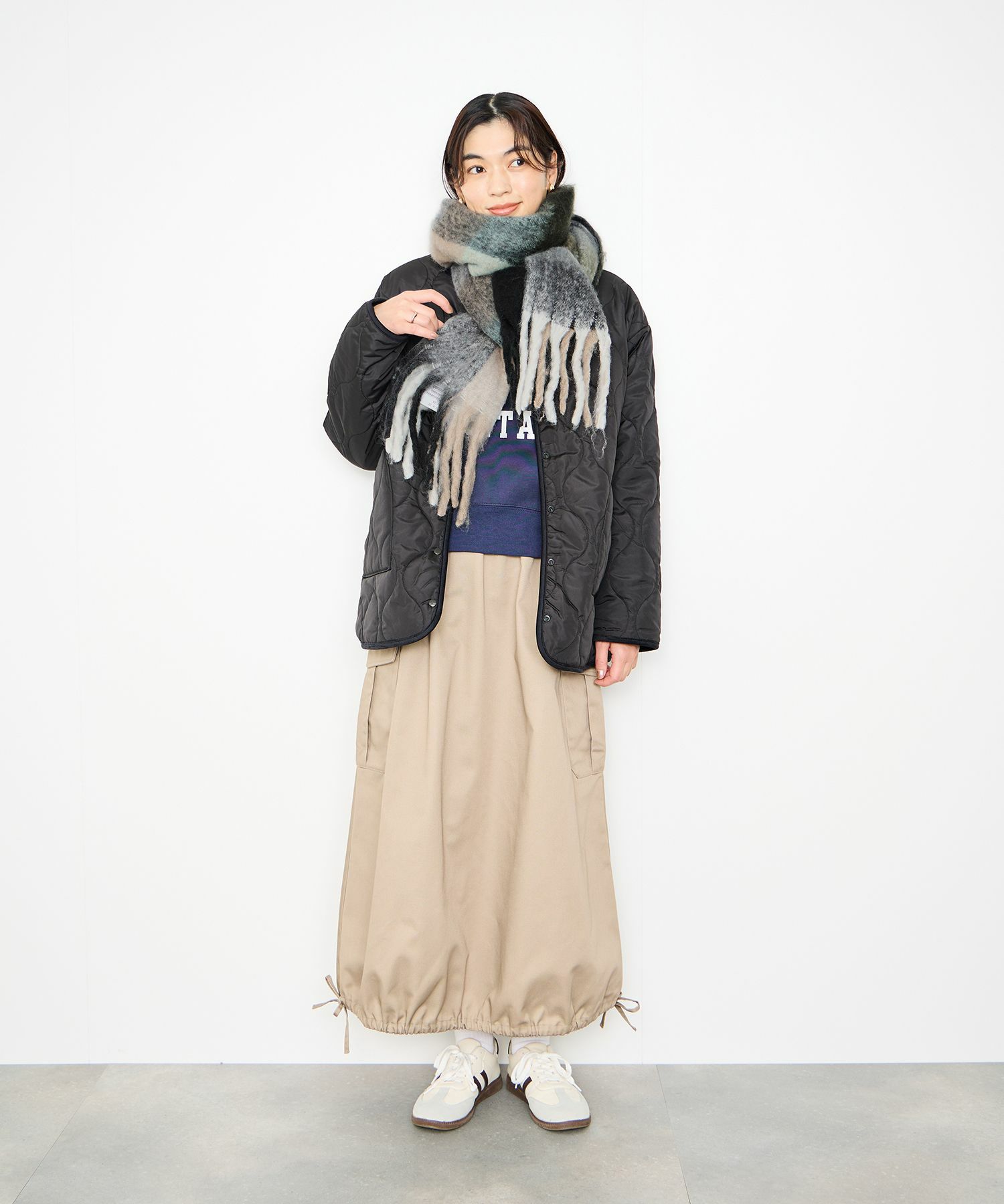 Idnes  マルチチェックボリュームストール レディース商品画像-4