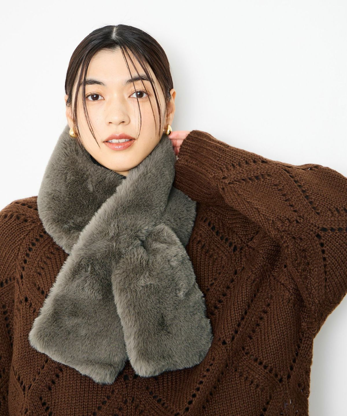 Idnes フェイクファーティペット レディース