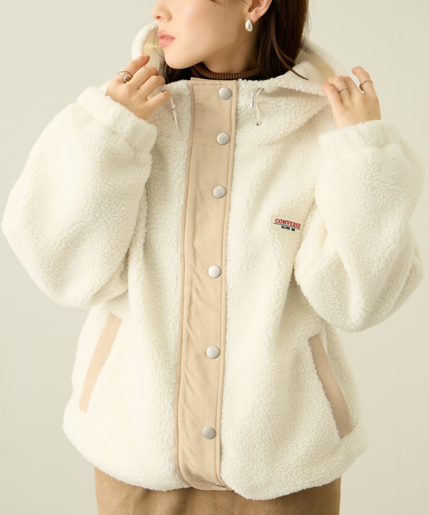 CONVERSE ボアフードジャケット レディース商品画像-2
