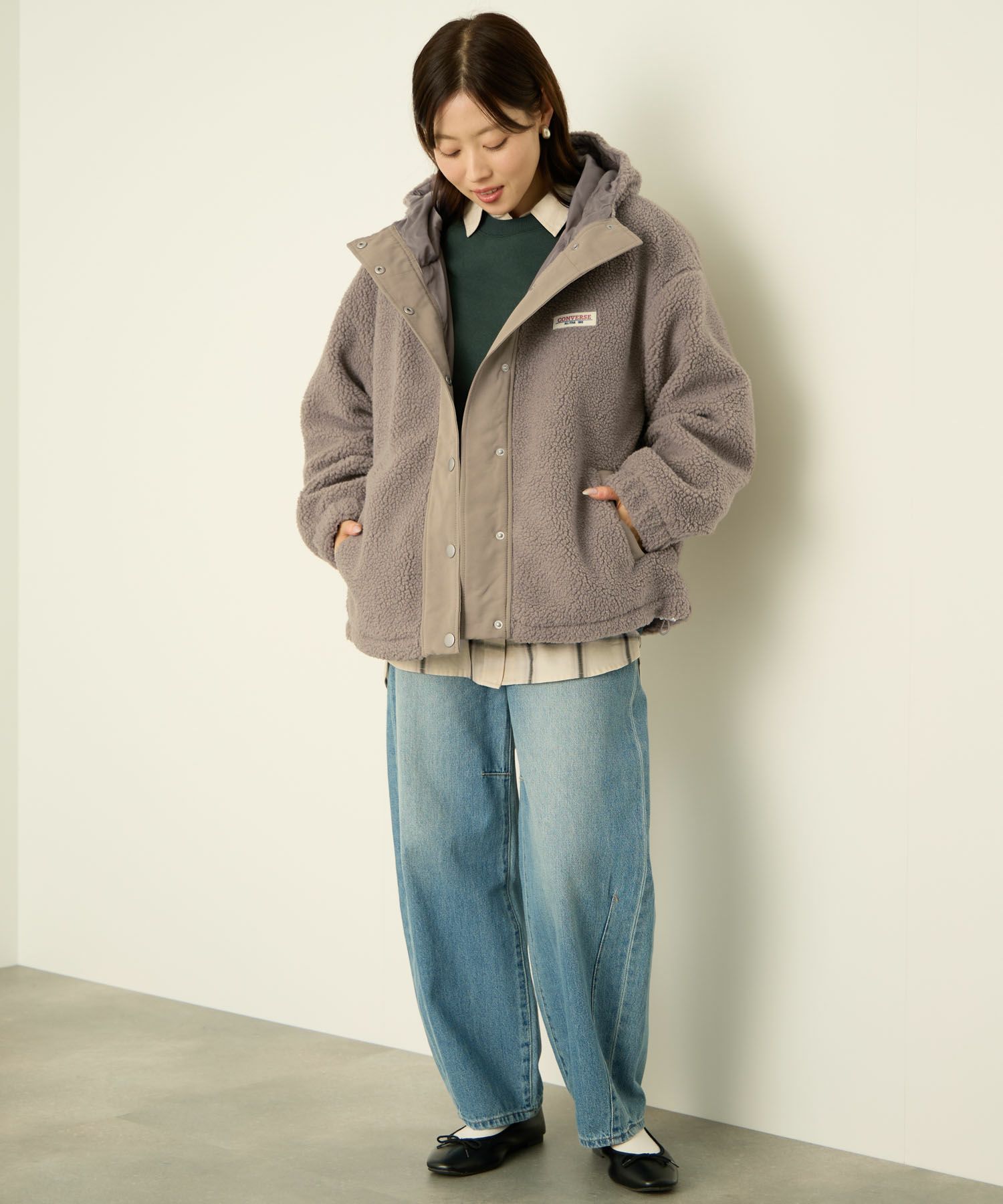 CONVERSE  ボアフードジャケット レディース商品画像-5