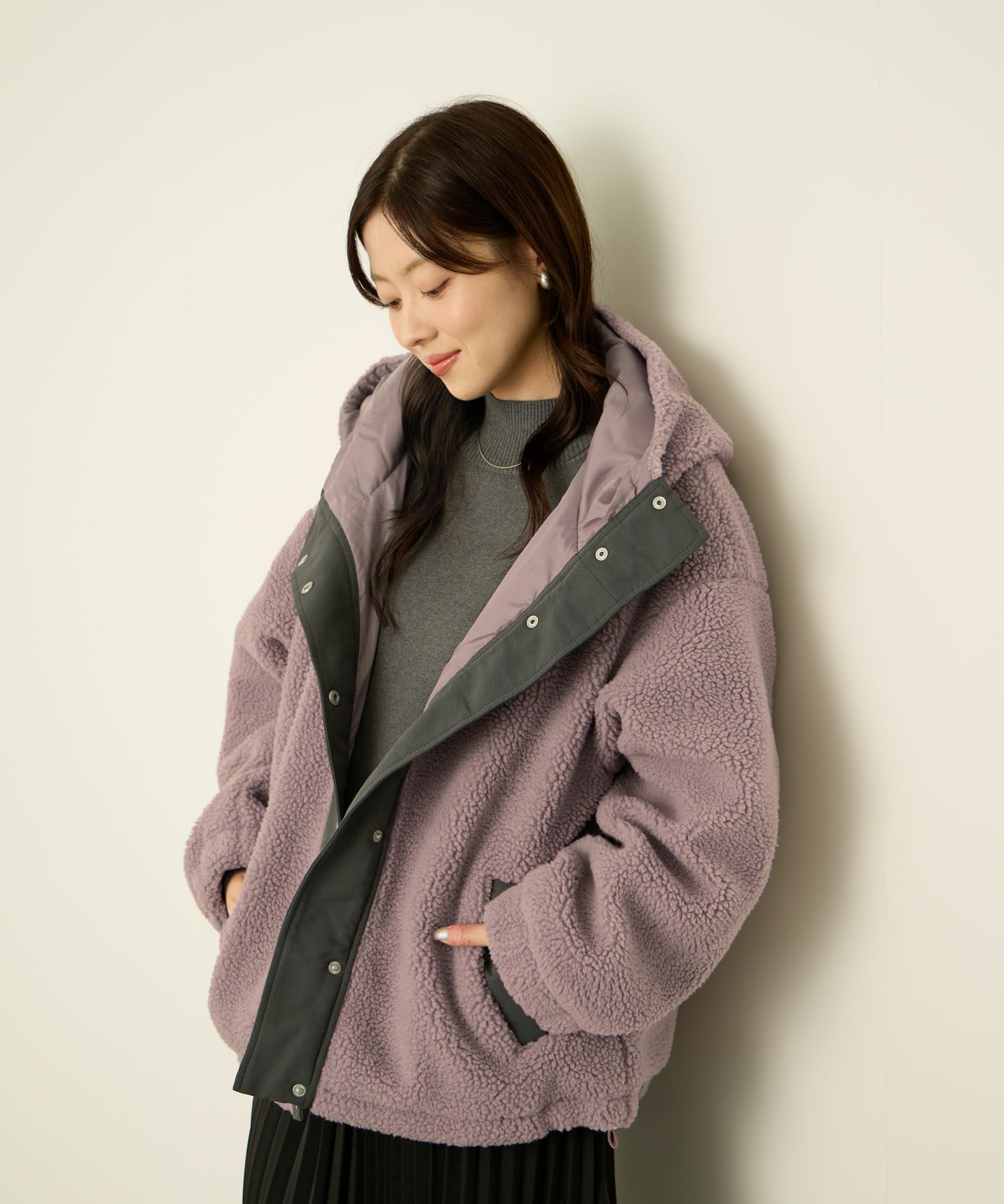 CONVERSE  ボアフードジャケット レディース商品画像-10