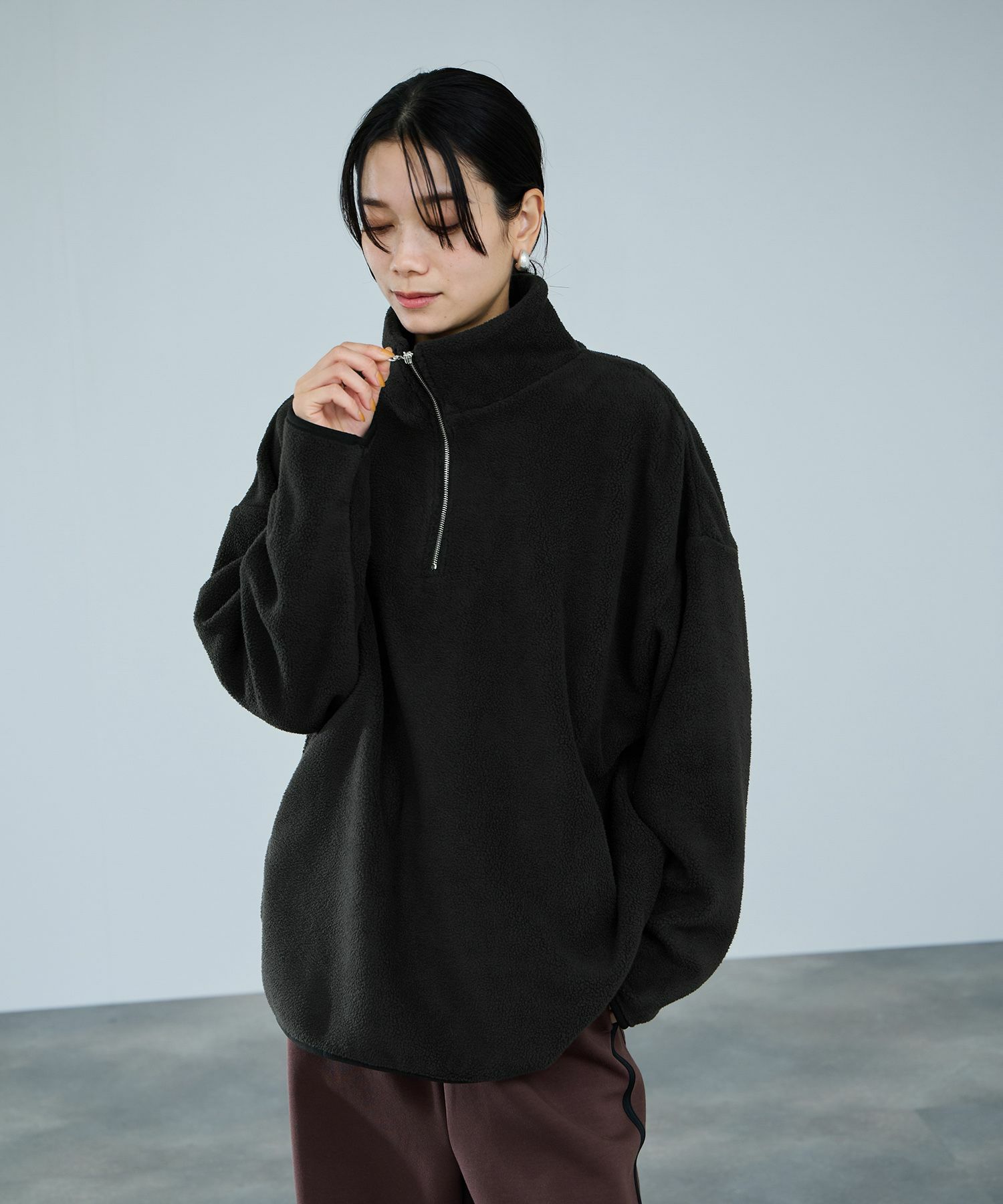 [値下げ]milli de l'air  ライトボアハーフジッププルオーバー レディース商品画像-1