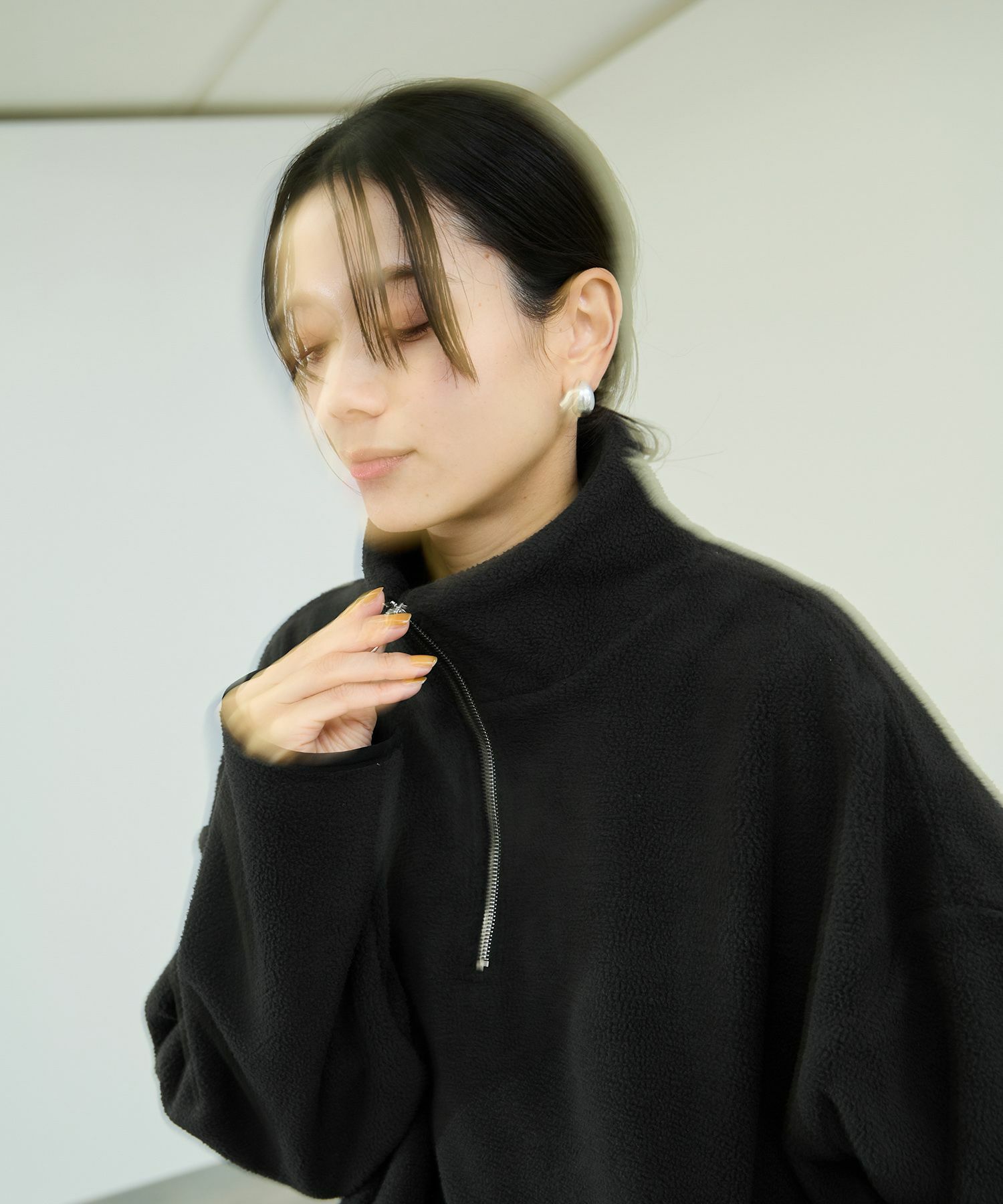 milli de l'air ライトボアハーフジッププルオーバー レディース