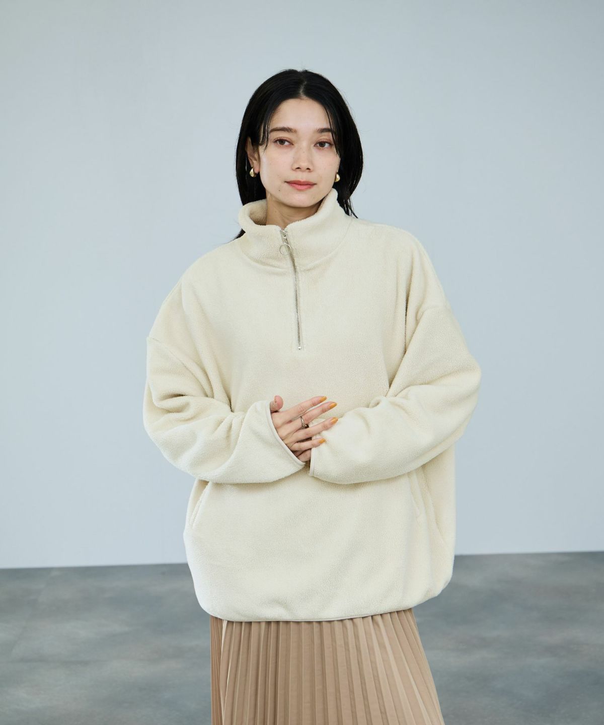 milli de l'air ライトボアハーフジッププルオーバー レディース