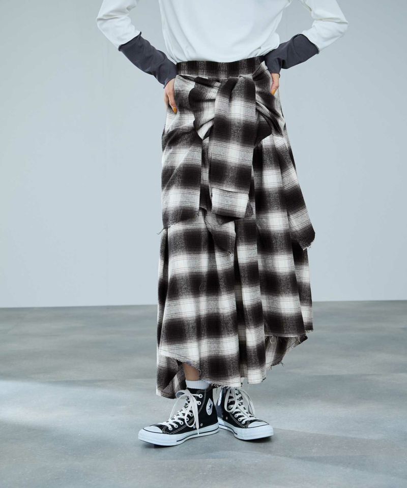 milli de l'air  フェイクスリーブチェックスカート レディース商品画像-2