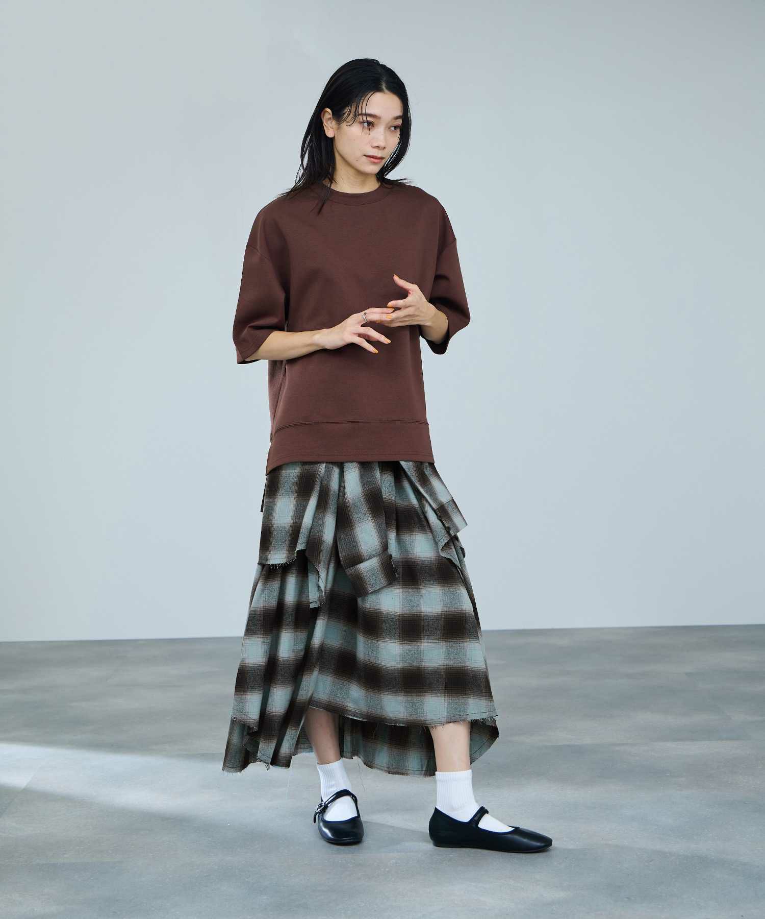 [値下げ]milli de l'air  フェイクスリーブチェックスカート レディース商品画像-4