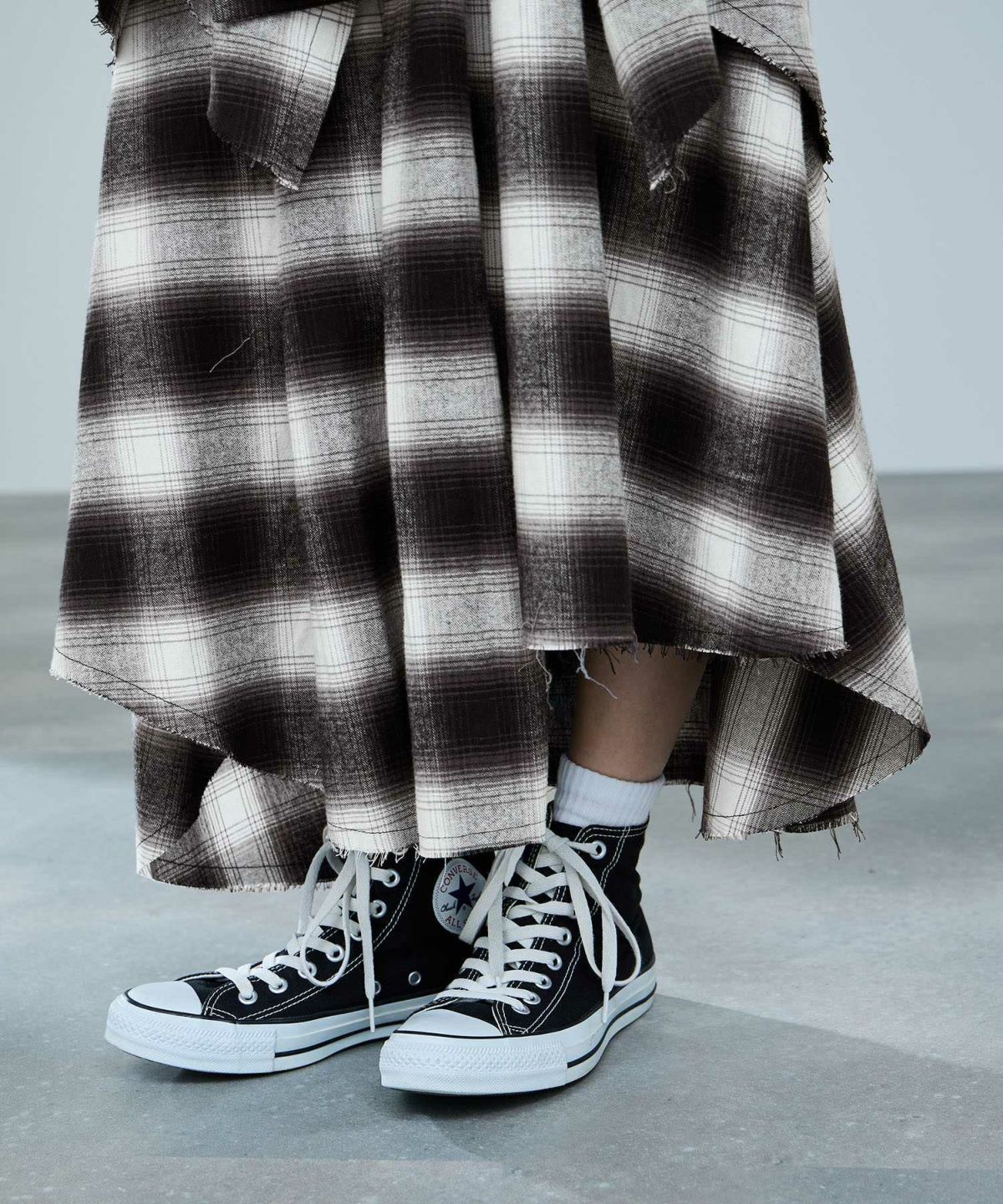 milli de l'air フェイクスリーブチェックスカート レディース