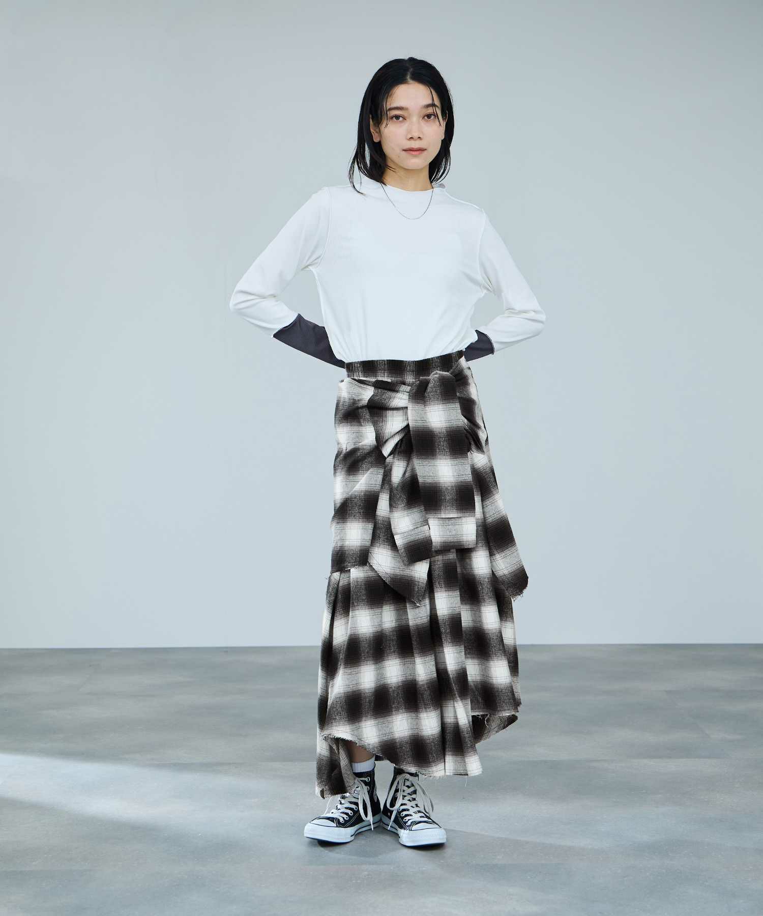 milli de l'air  フェイクスリーブチェックスカート レディース商品画像-11