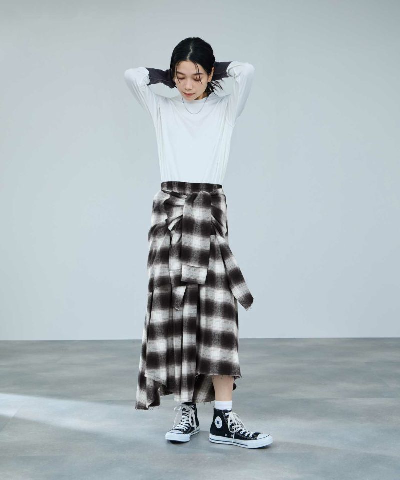 milli de l'air  フェイクスリーブチェックスカート レディース商品画像-12