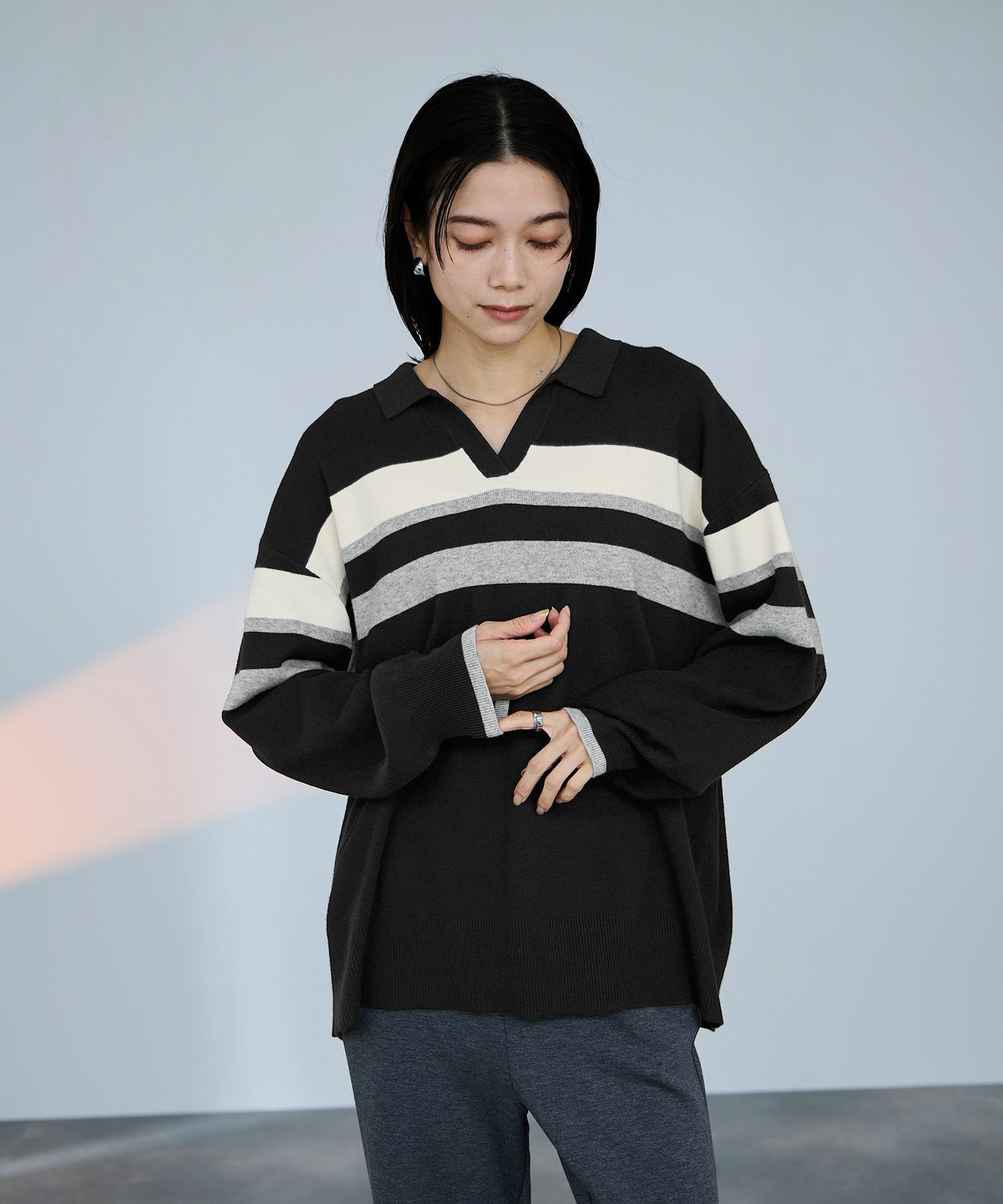 [値下げ]milli de l'air  配色ポロニット レディース商品画像-1
