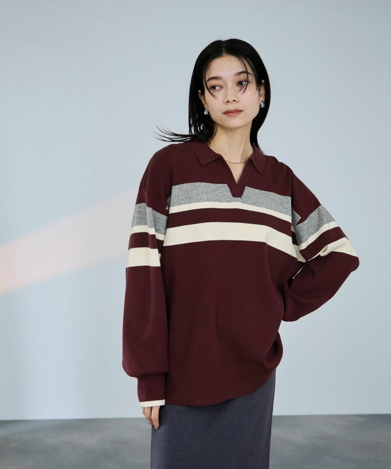 [値下げ]milli de l'air  配色ポロニット レディース商品画像-3