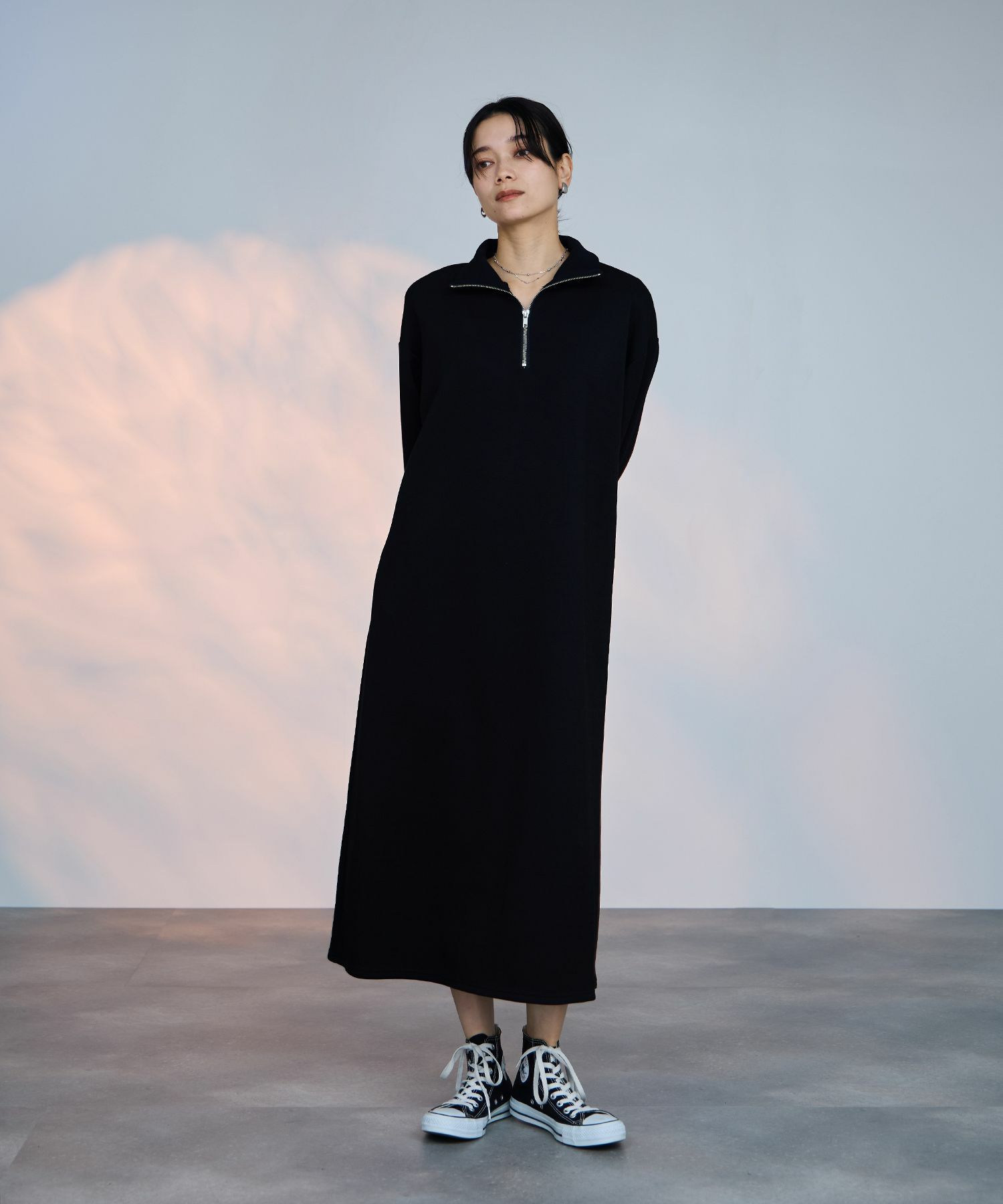 milli de l'air  パフィバック ダンボールニット ハーフジップワンピース レディース商品サムネイル-1