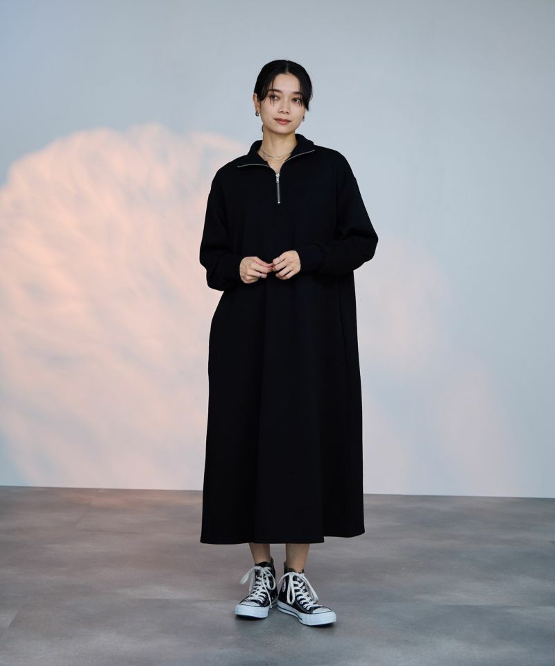 milli de l'air  パフィバック ダンボールニット ハーフジップワンピース レディース商品画像-3