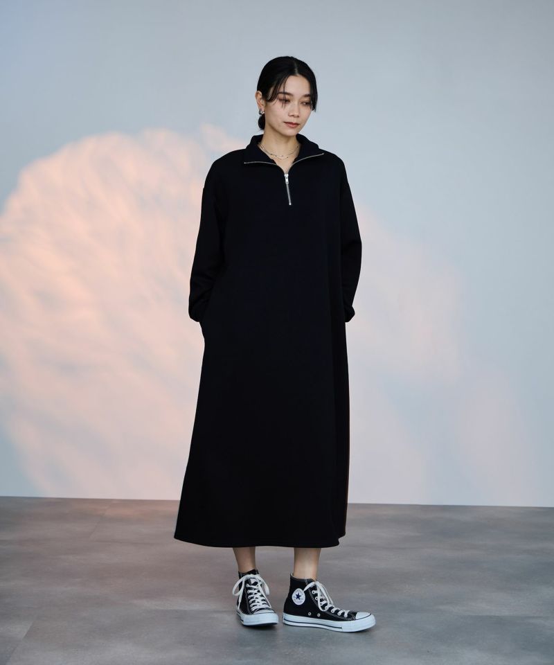 milli de l'air  パフィバック ダンボールニット ハーフジップワンピース レディース商品画像-4