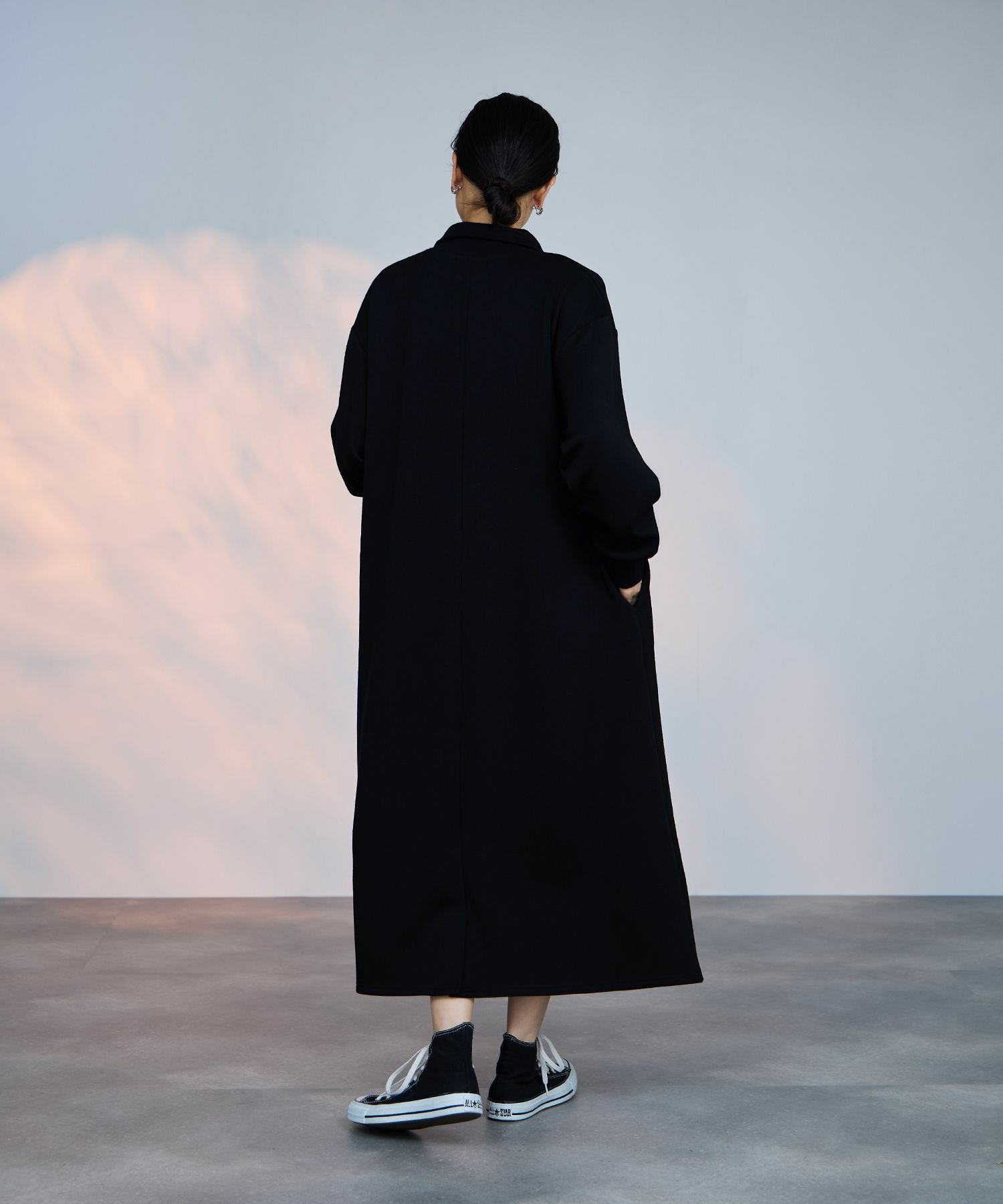 milli de l'air パフィバック ダンボールニット ハーフジップワンピース レディース