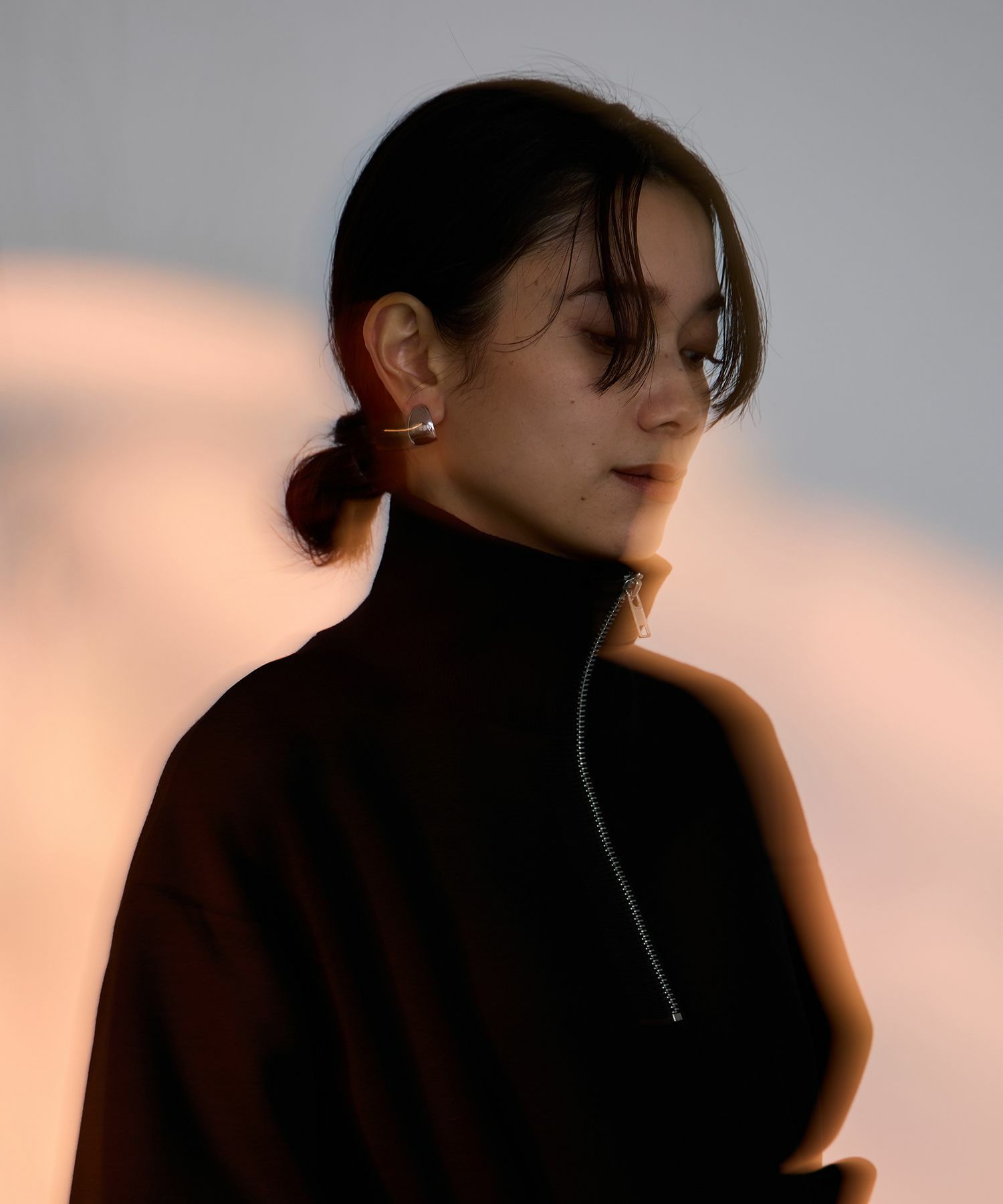 milli de l'air パフィバック ダンボールニット ハーフジップワンピース レディース