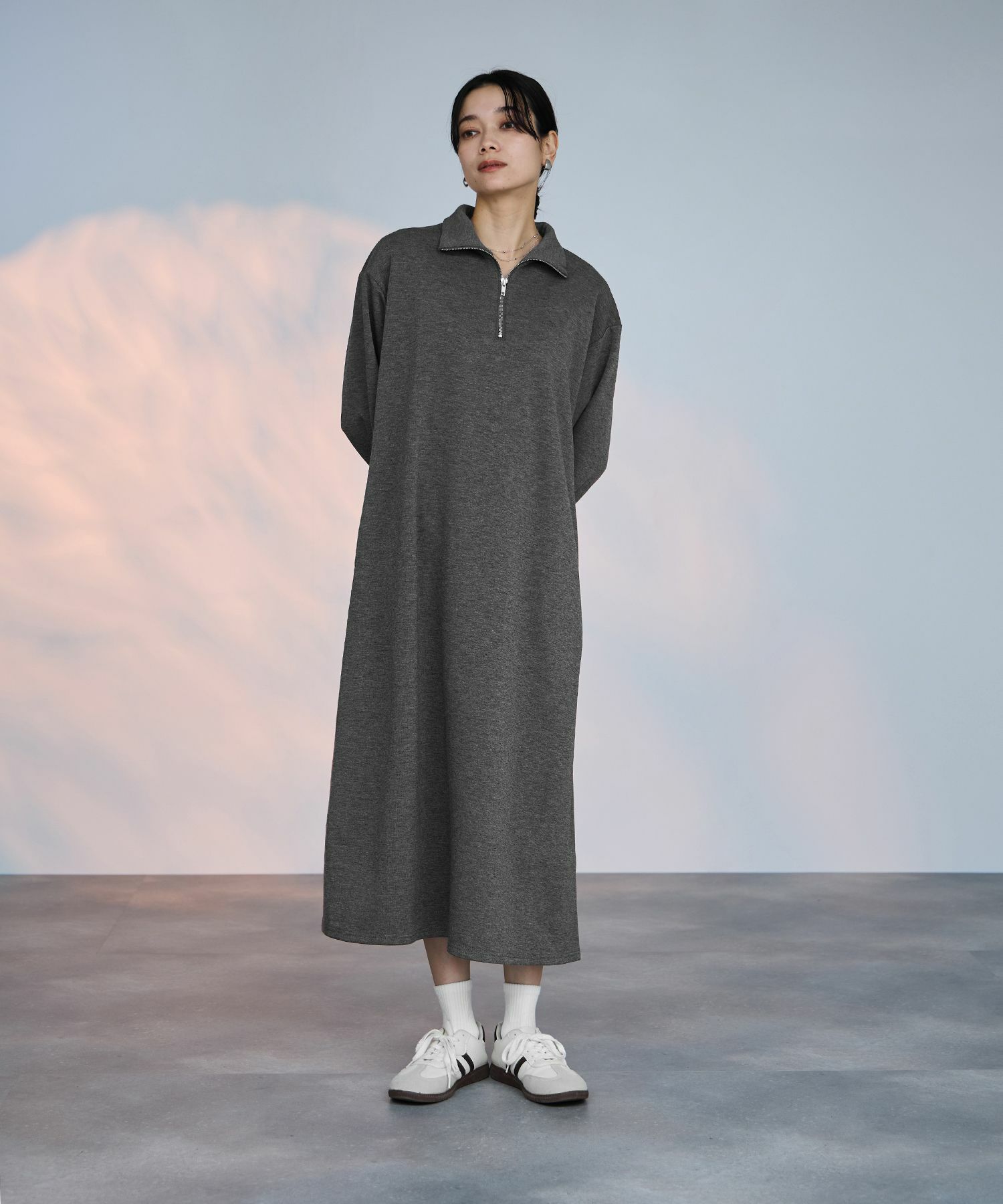 milli de l'air  パフィバック ダンボールニット ハーフジップワンピース レディース商品サムネイル-10