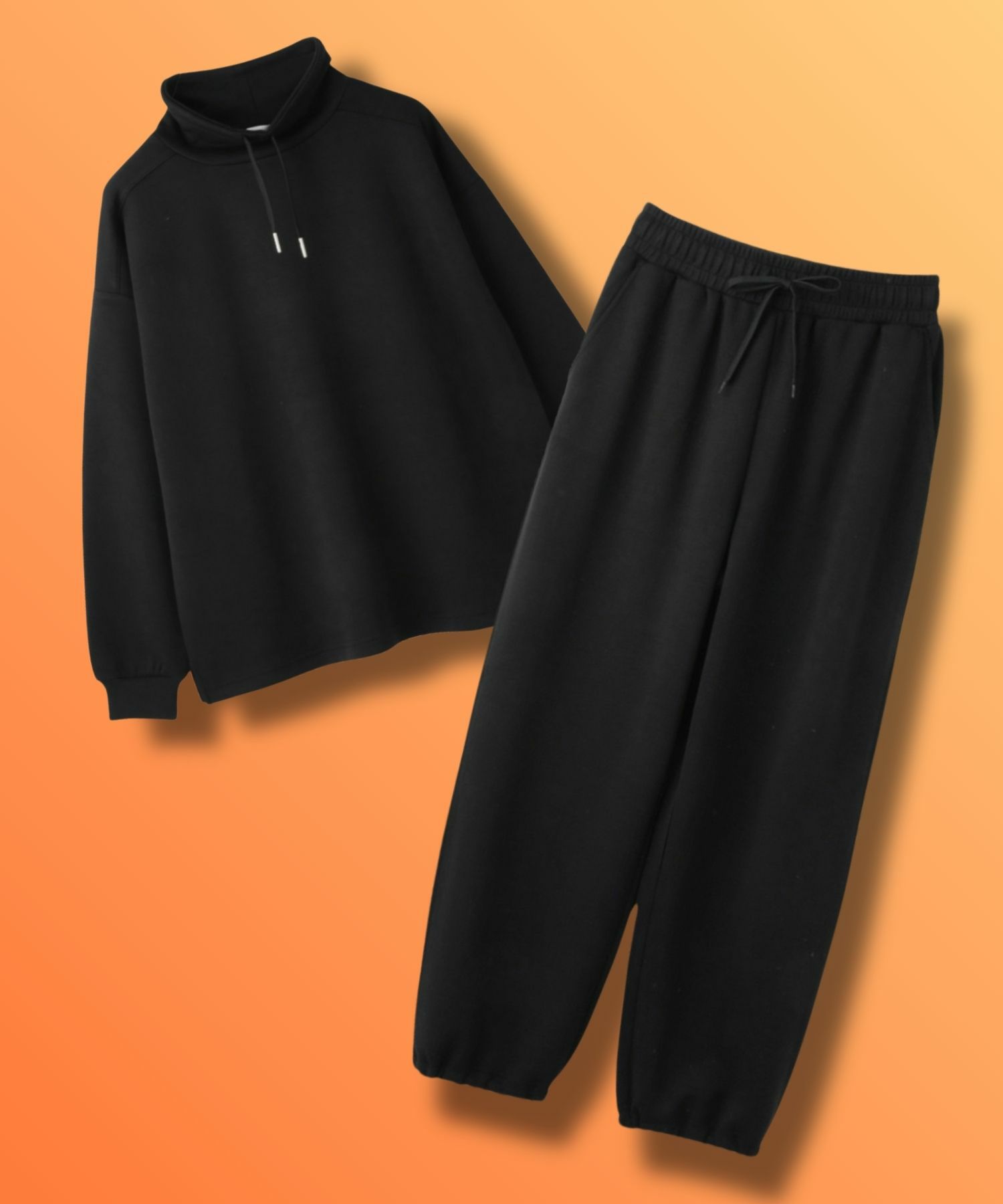 NAVY  ハピ楽 もちもち素材 スタンドネックルームセット レディース商品画像-1