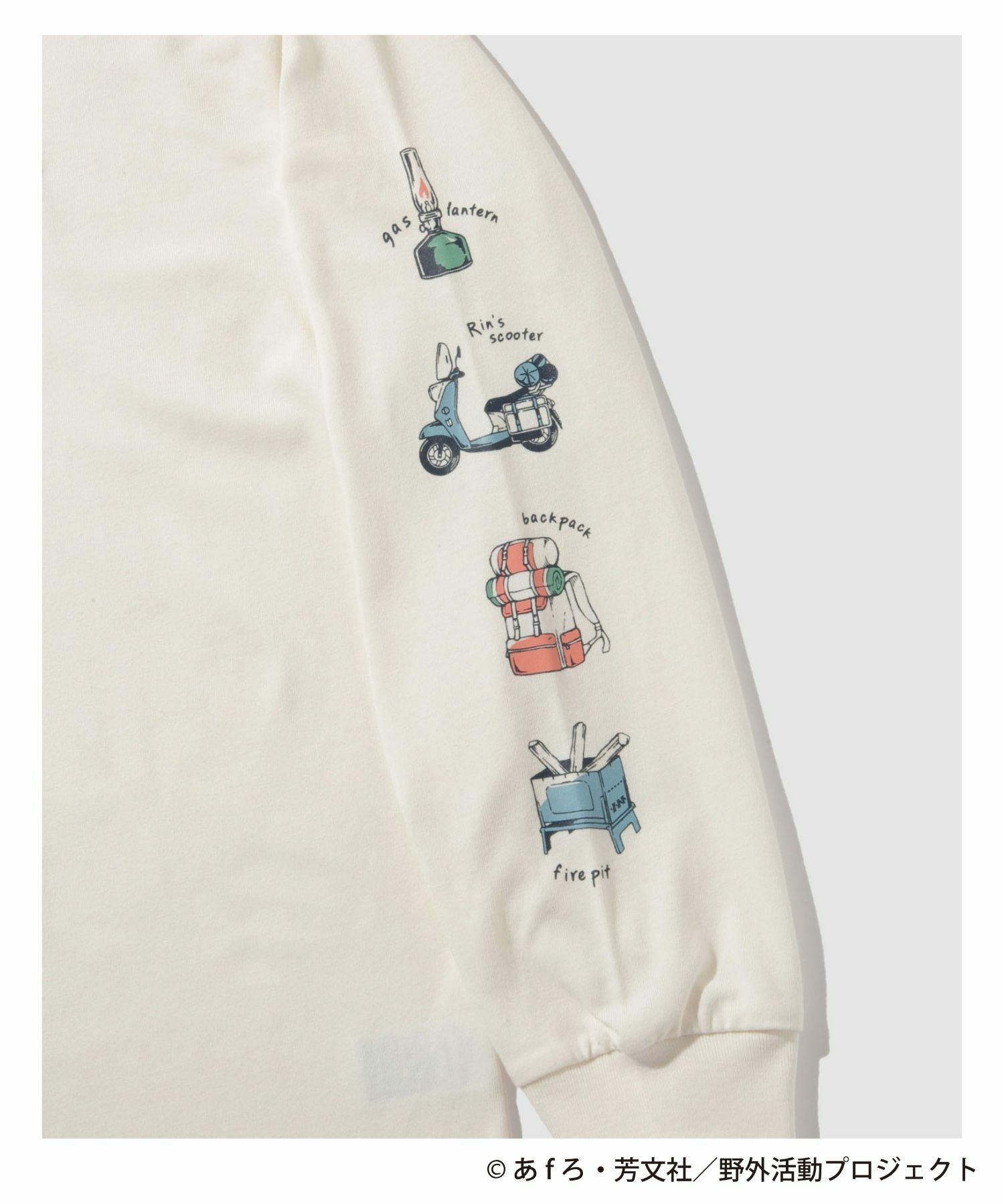 『ゆるキャン△ SEASON３』 袖プリント長袖Tシャツ ホワイト メンズ商品画像-6