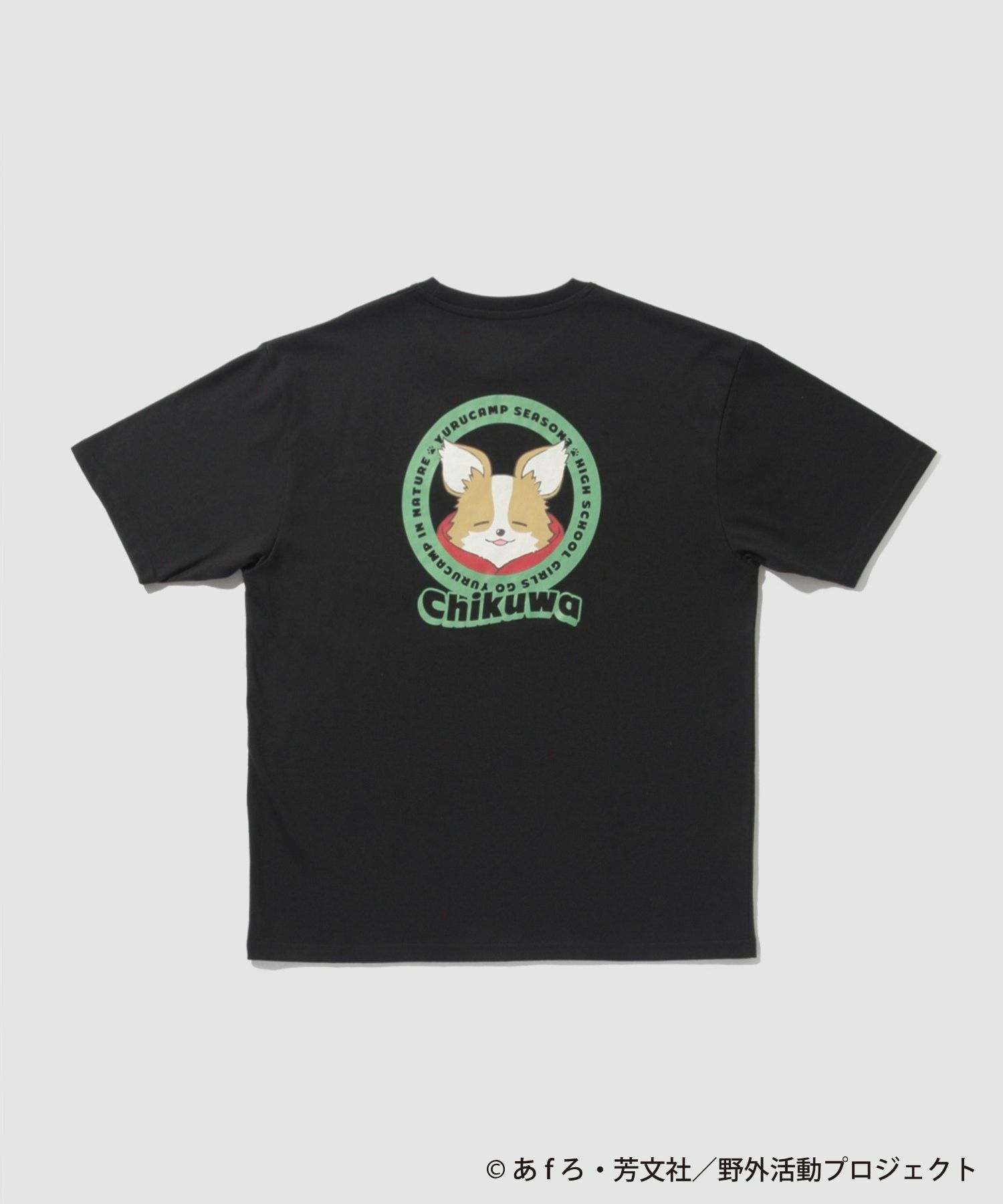 [予約販売 2/6より順次発送予定]『ゆるキャン△ SEASON３』 バックプリントポケット付きTシャツ ブラック メンズ メール便 対応商品商品画像-1