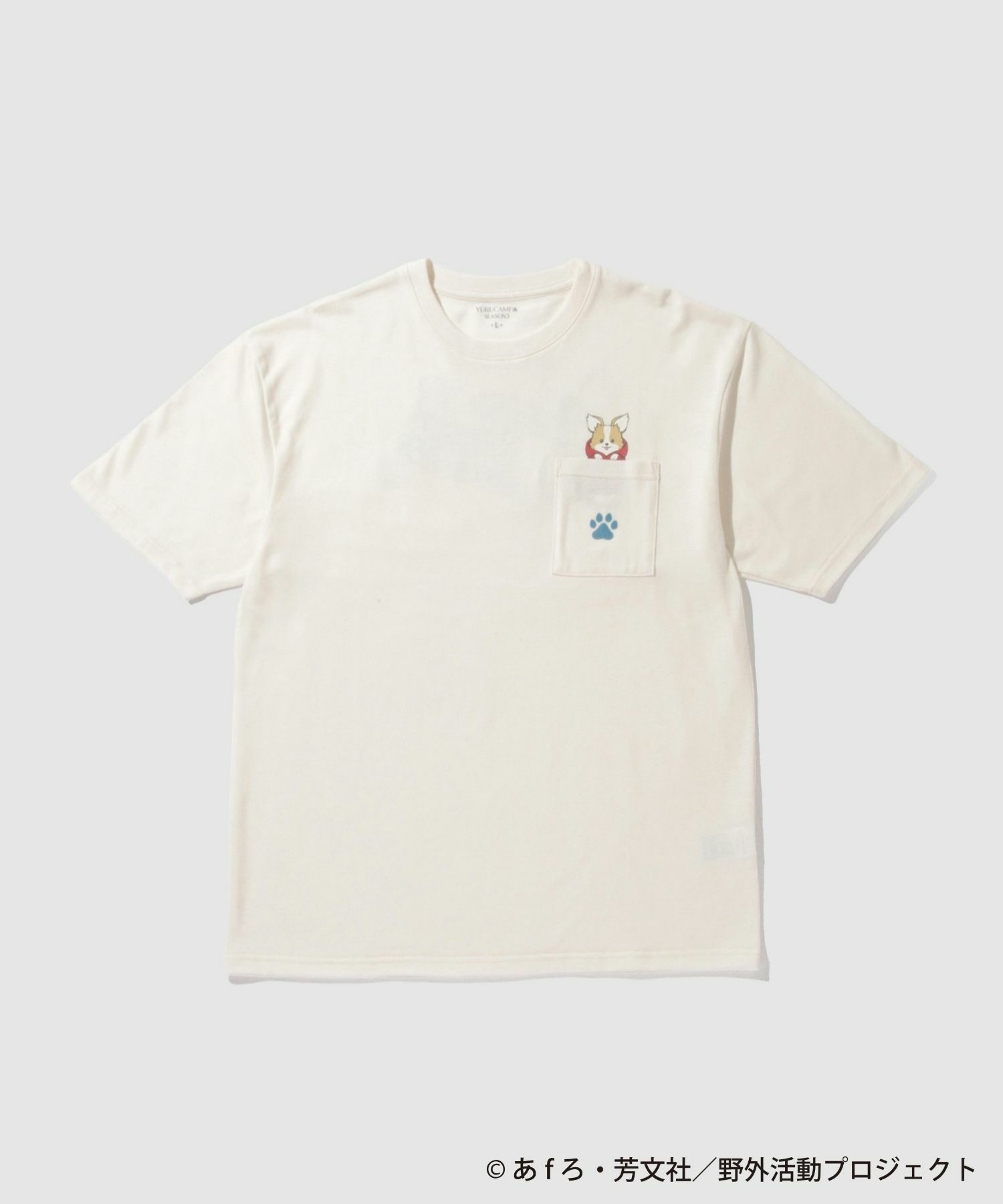 [予約販売 2/6より順次発送予定]『ゆるキャン△ SEASON３』 バックプリントポケット付きTシャツ ホワイト メンズ メール便 対応商品商品画像-2