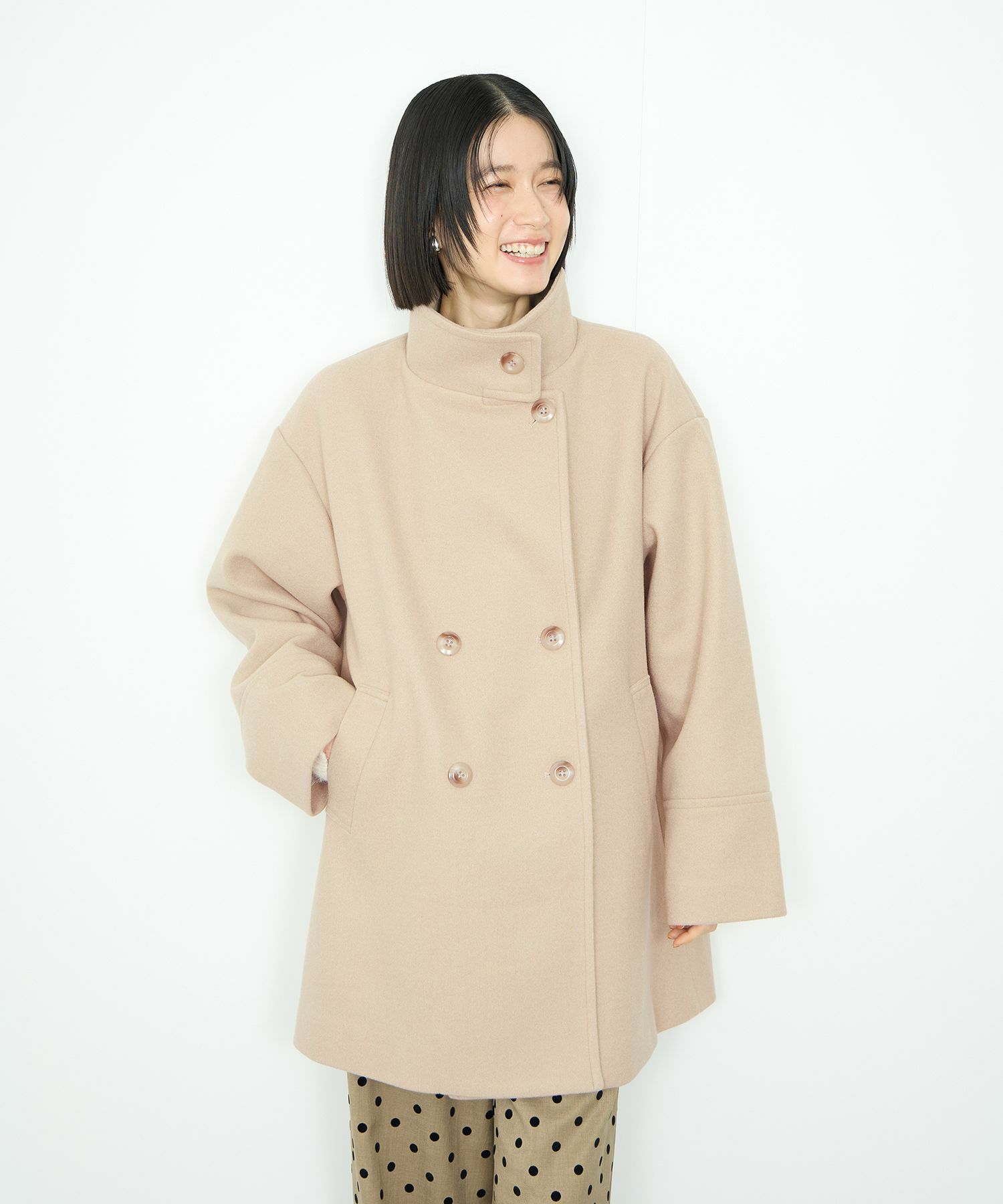 [値下げ]Idnes  スタンドカラーミドルコート レディース商品サムネイル-3