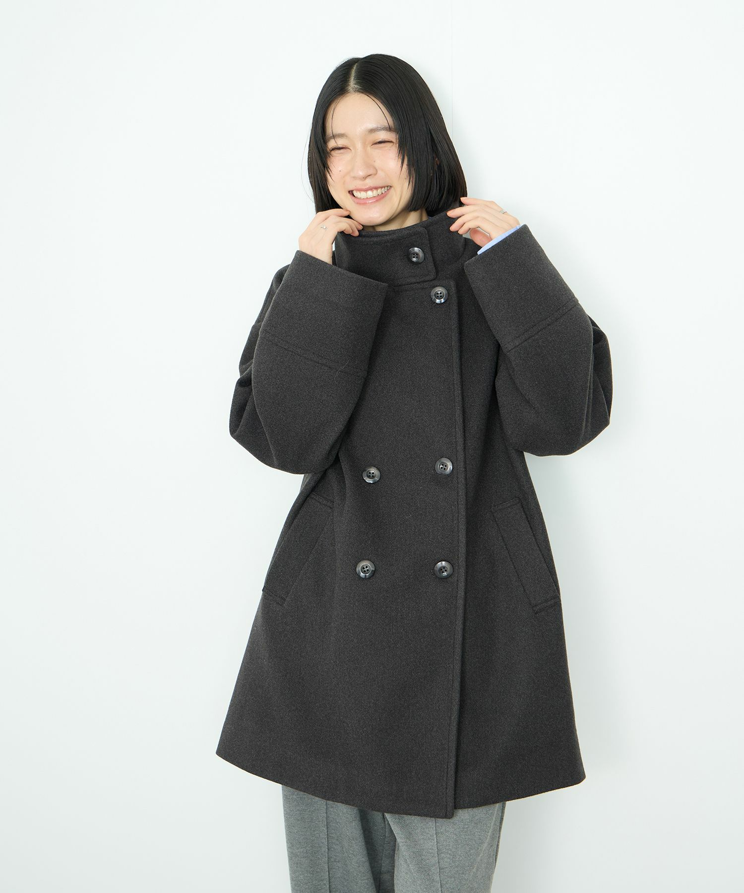 [値下げ]Idnes  スタンドカラーミドルコート レディース商品サムネイル-11