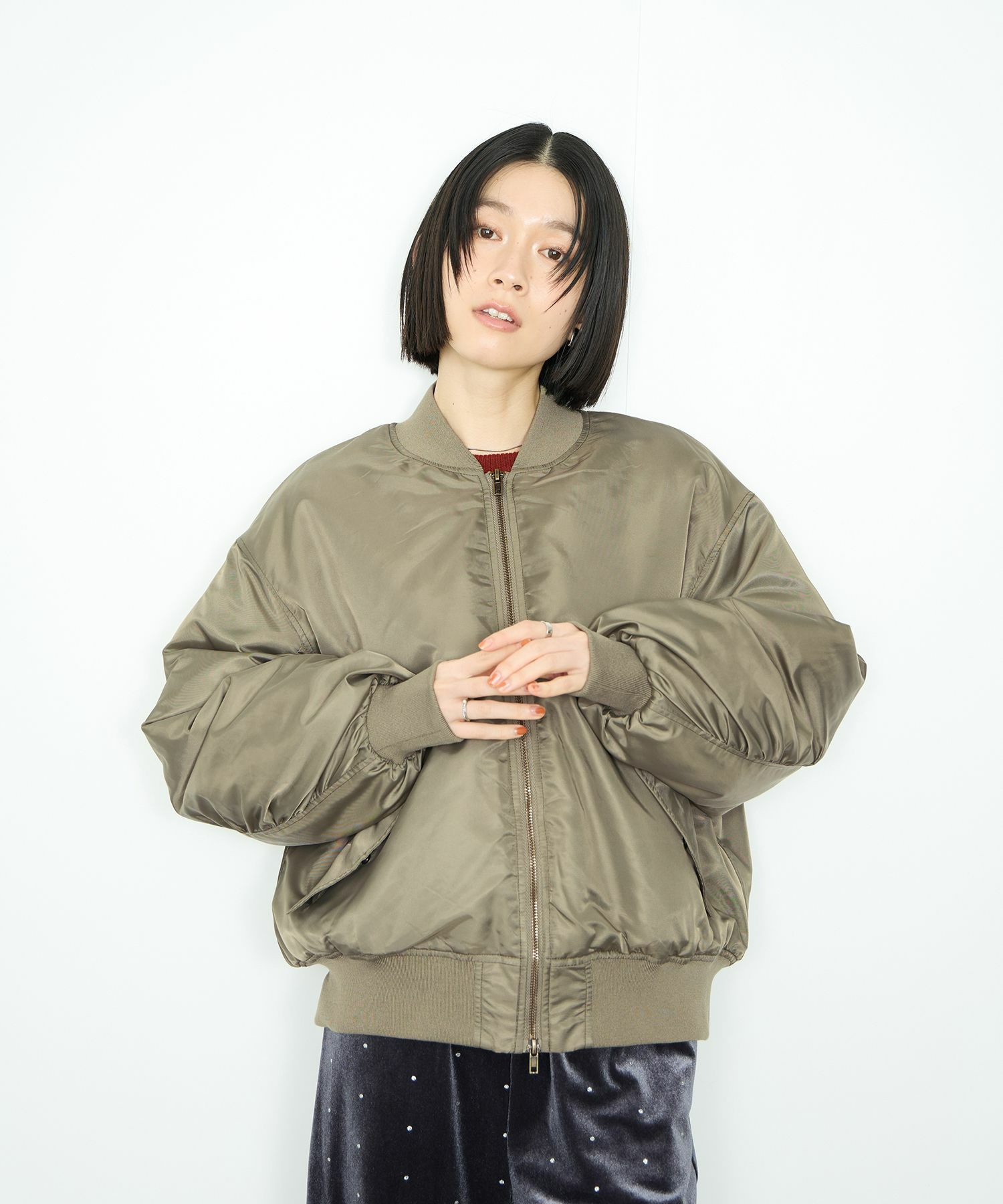 [最終さらに50%OFF]Idnes  中綿MA-1タイプジャケット レディース商品画像-1