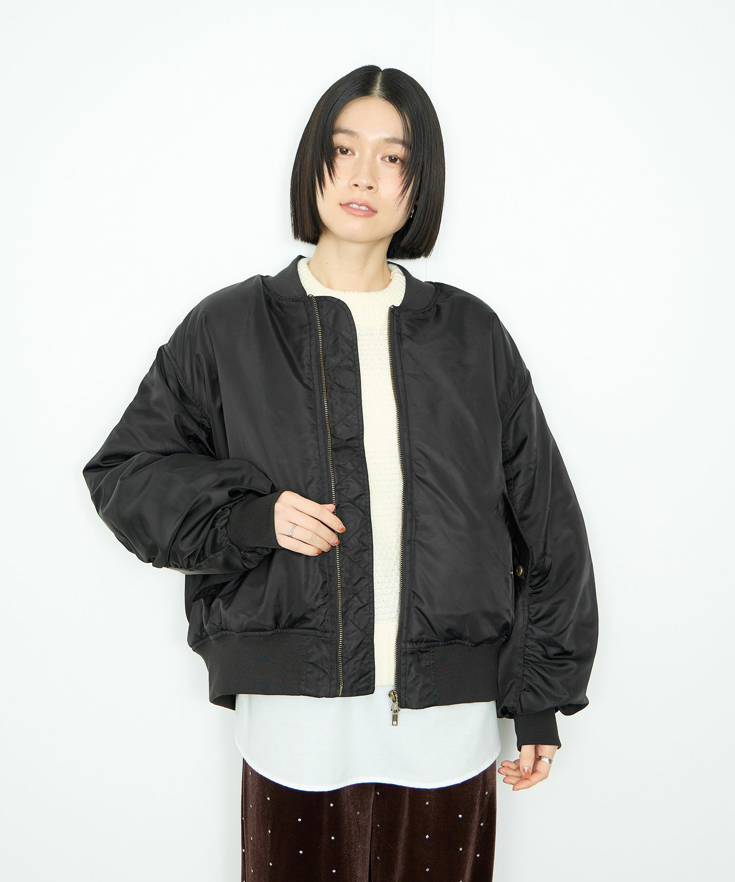 [最終さらに50%OFF]Idnes  中綿MA-1タイプジャケット レディース商品画像-2