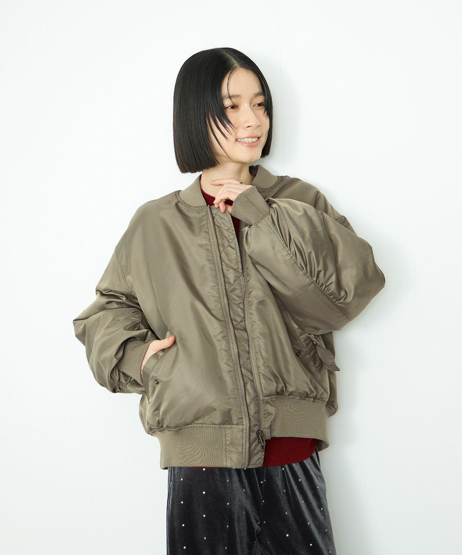 [値下げ]Idnes  中綿MA-1タイプジャケット レディース商品画像-3