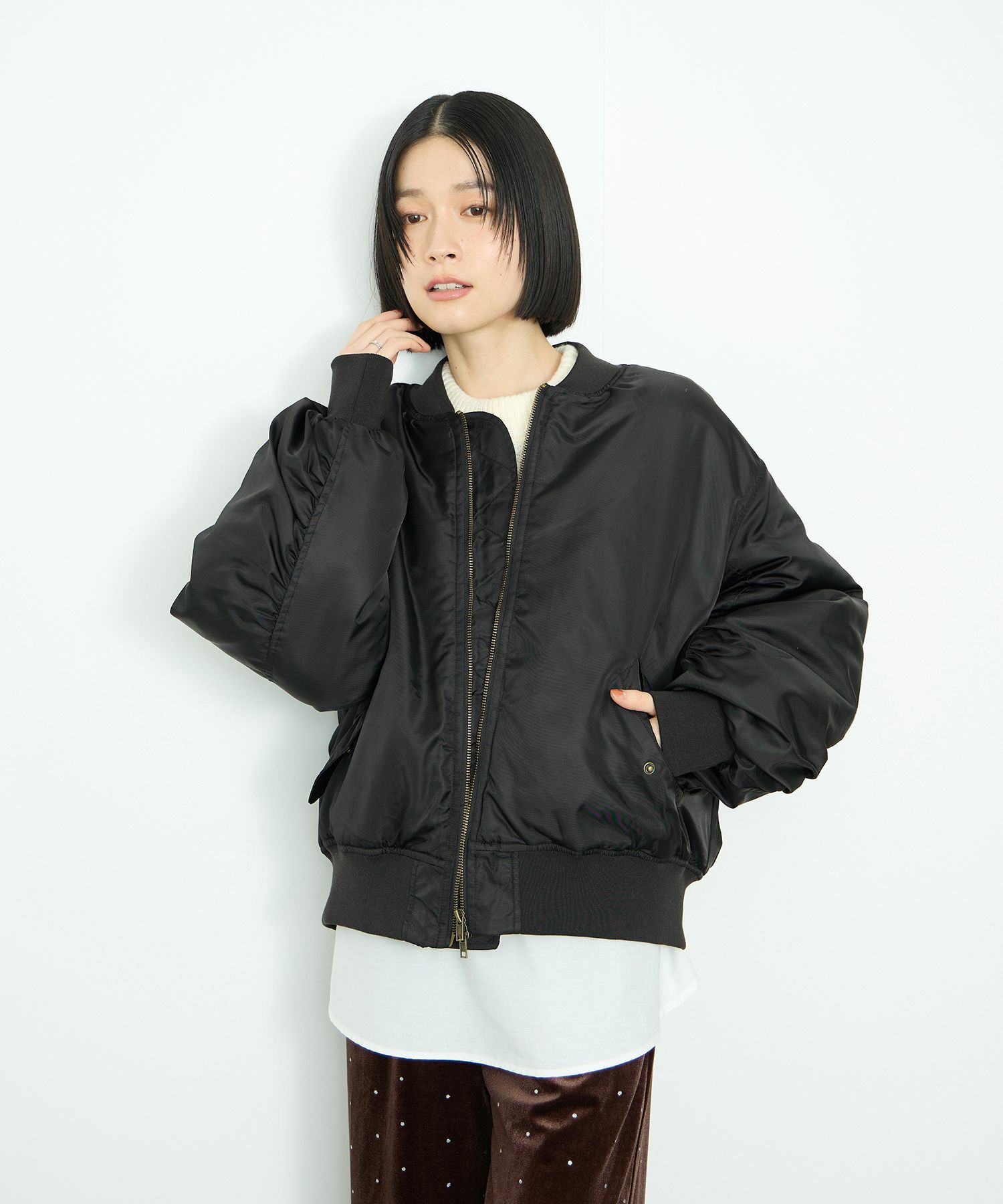 [値下げ]Idnes  中綿MA-1タイプジャケット レディース商品画像-8