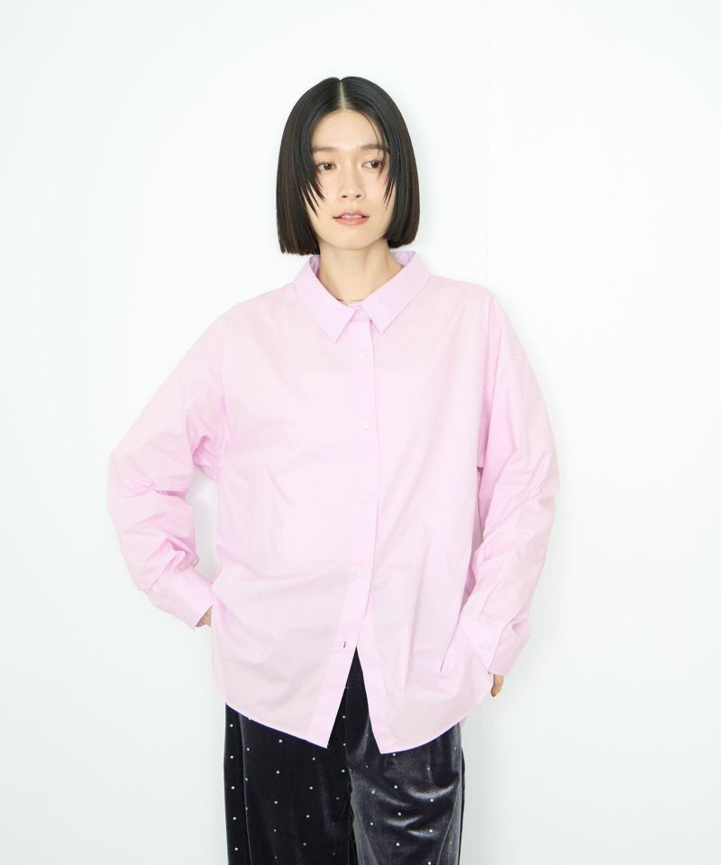 Idnes レギュラーカラーオーバーサイズシャツ レディース