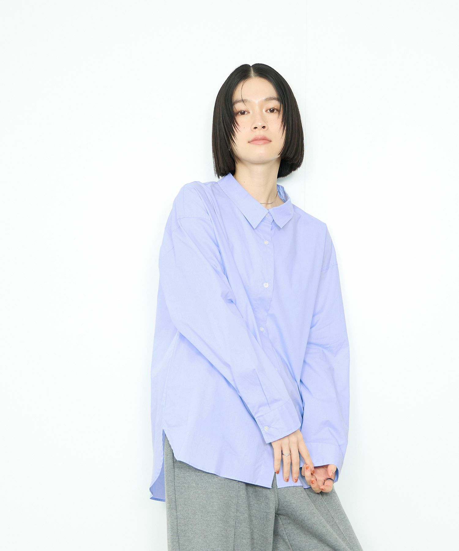 Idnes レギュラーカラーオーバーサイズシャツ レディース