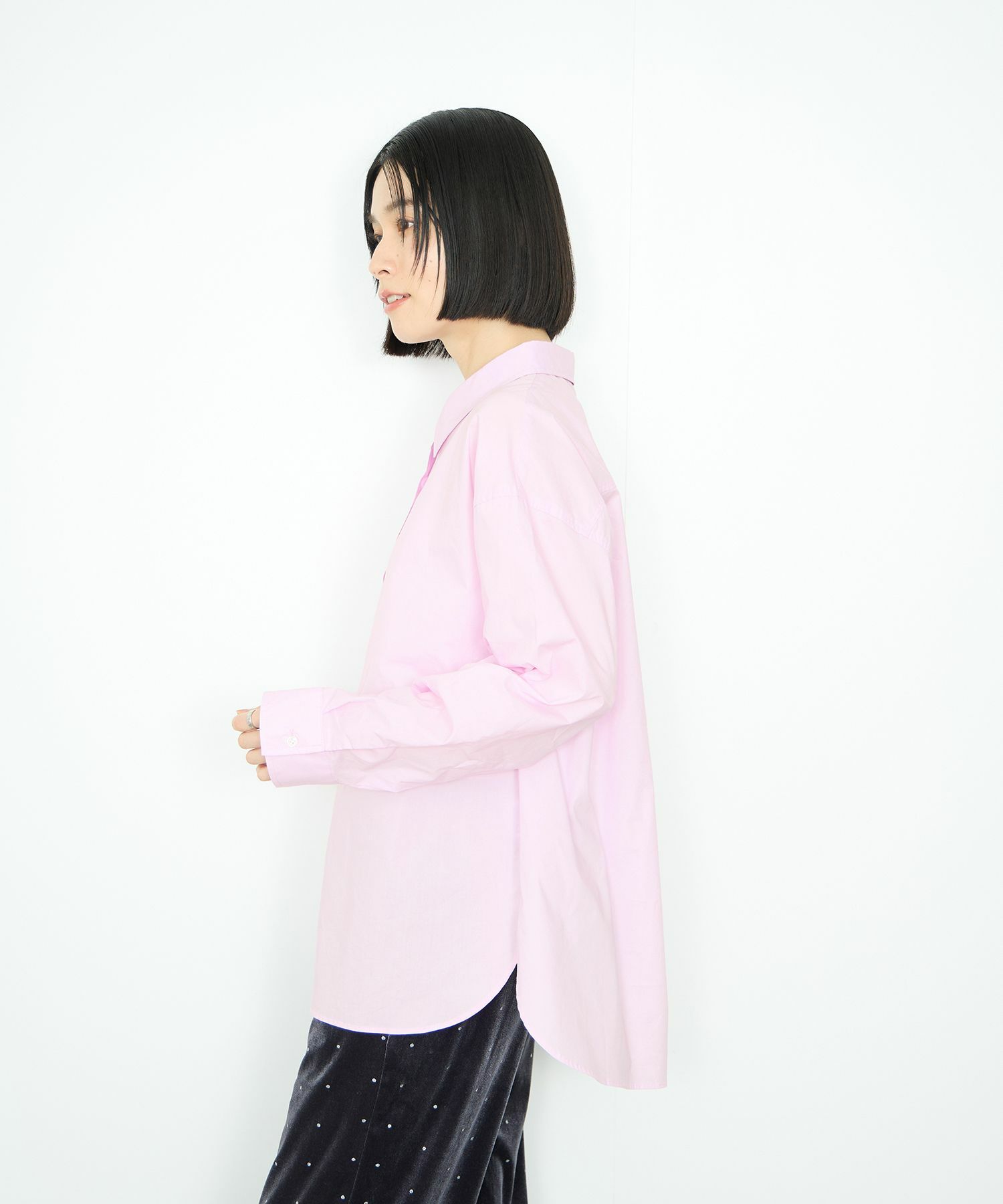 Idnes レギュラーカラーオーバーサイズシャツ レディース