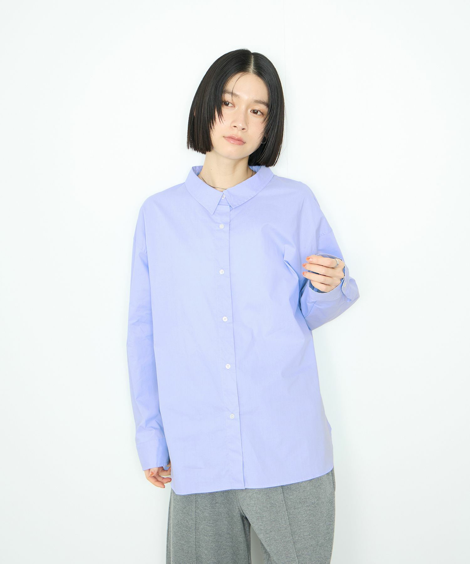 Idnes  レギュラーカラーオーバーサイズシャツ レディース商品画像-9