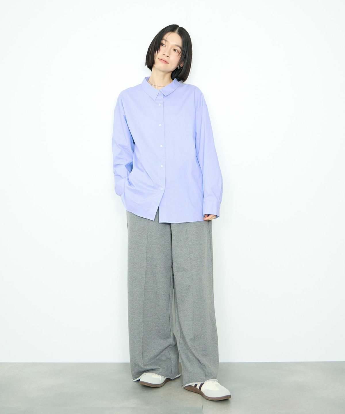 Idnes レギュラーカラーオーバーサイズシャツ レディース