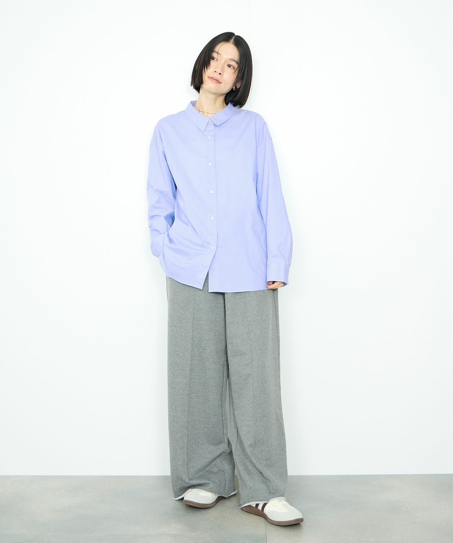 Idnes レギュラーカラーオーバーサイズシャツ レディース