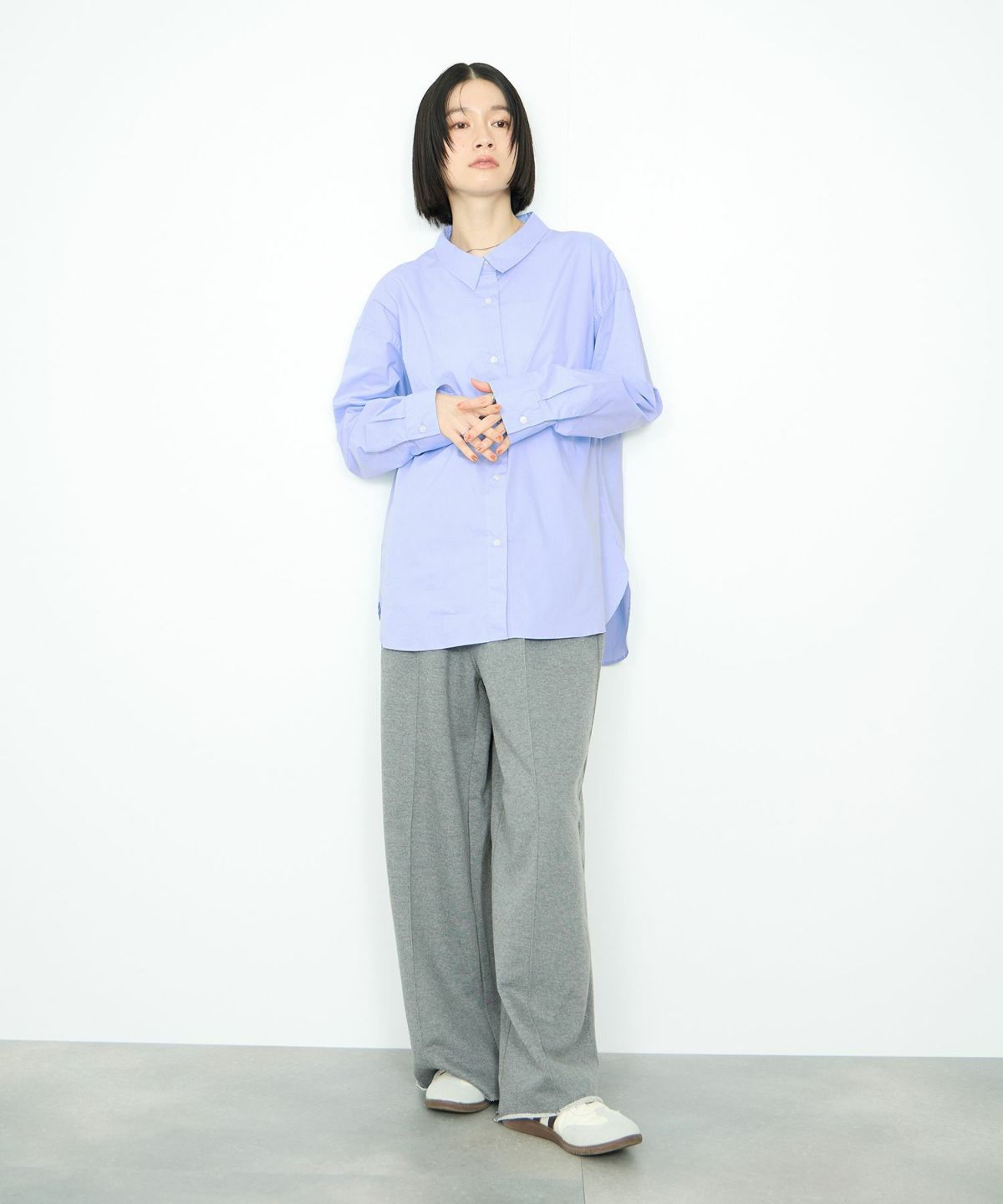 Idnes レギュラーカラーオーバーサイズシャツ レディース