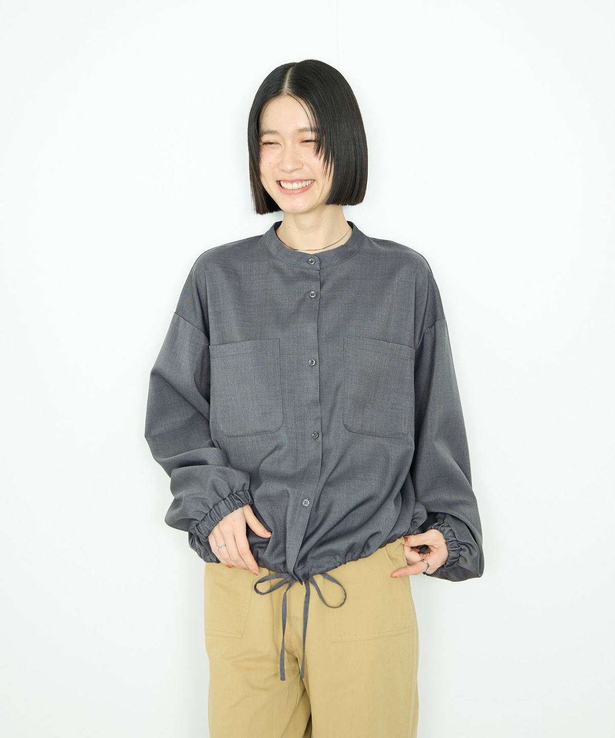 Idnes 裾ドロストブラウス レディース