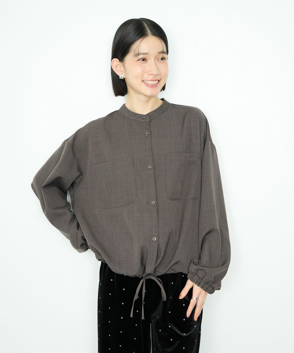 Idnes 裾ドロストブラウス レディース