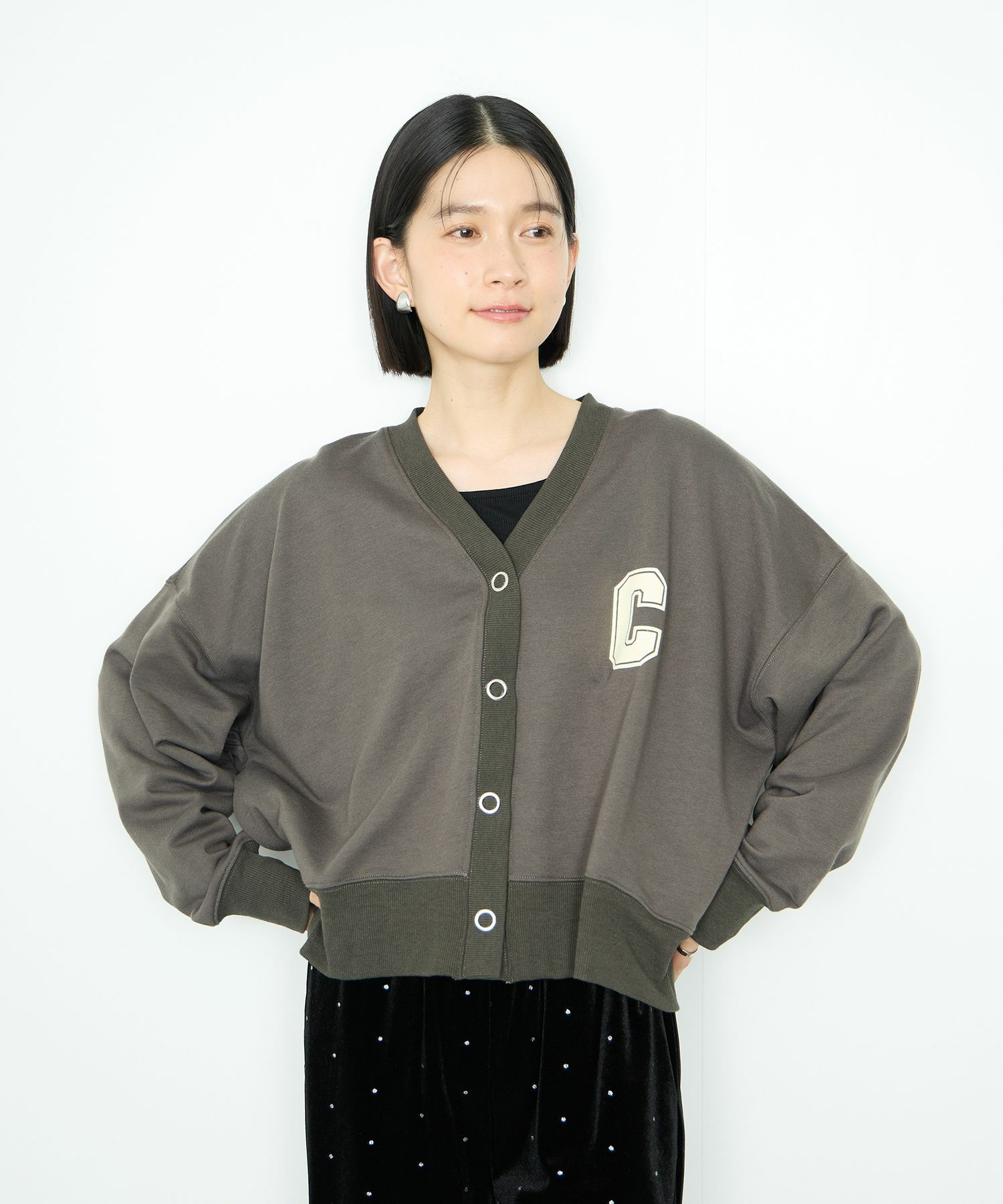 Idnes  ロゴスウェットカーディガン レディース商品画像-2