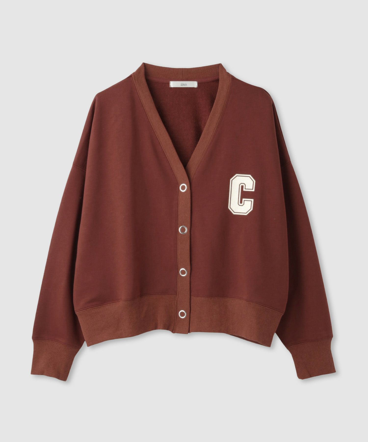 Idnes ロゴスウェットカーディガン レディース