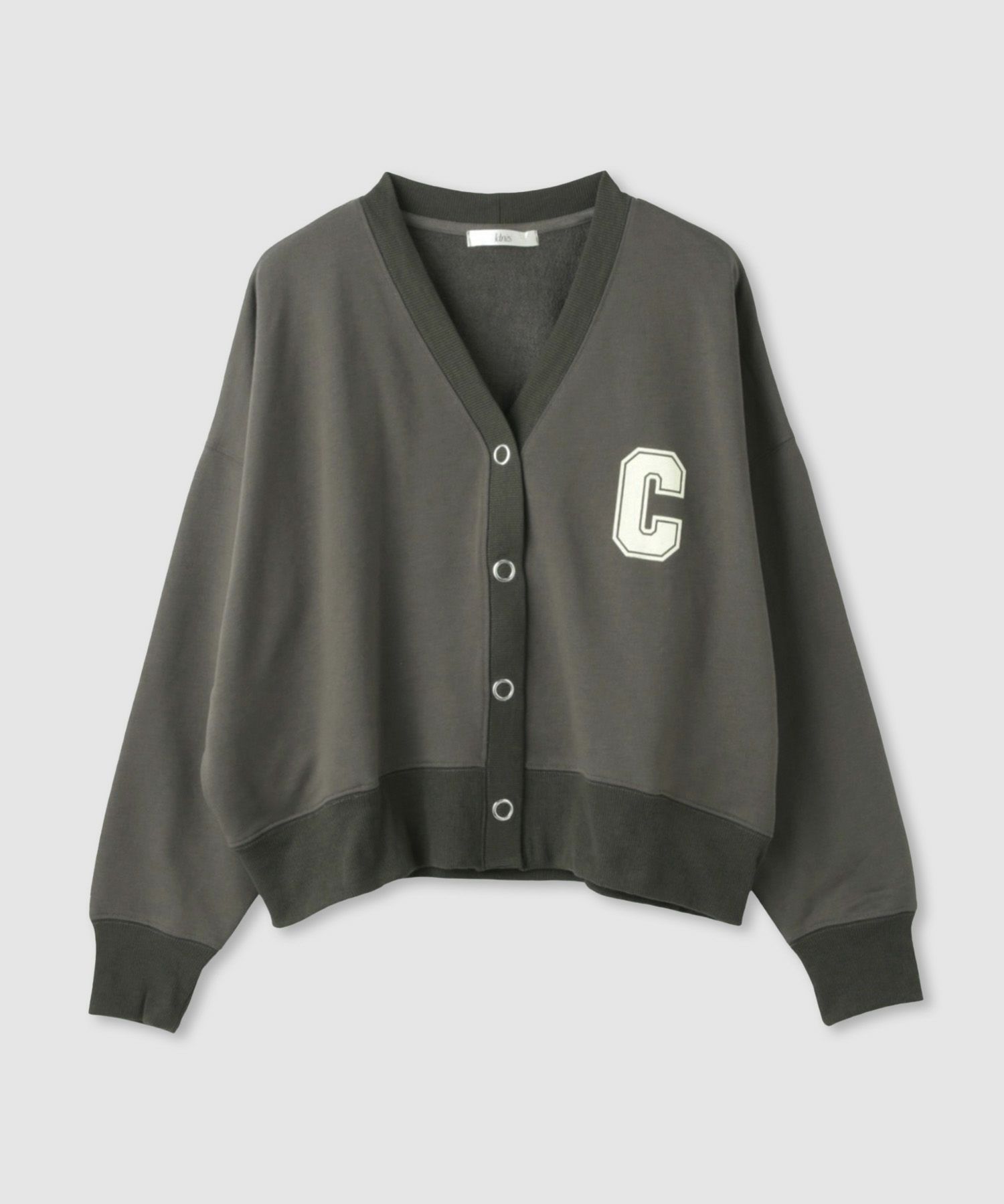 Idnes ロゴスウェットカーディガン レディース