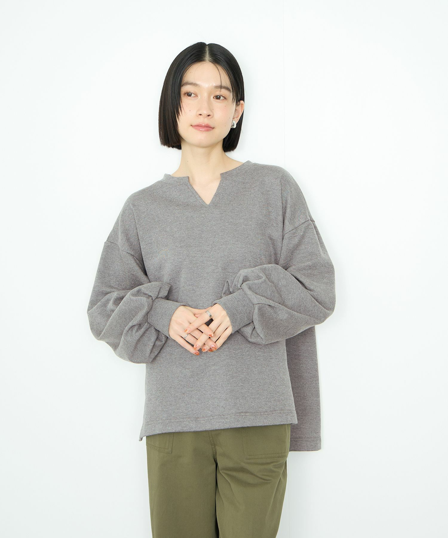 Idnes  スウェットVネックプルオーバー レディース商品画像-2