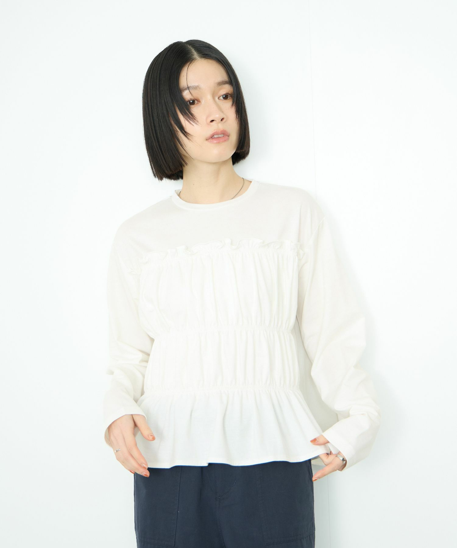 Idnes シャーリングギャザープルオーバー レディース メール便 対応商品商品サムネイル-2