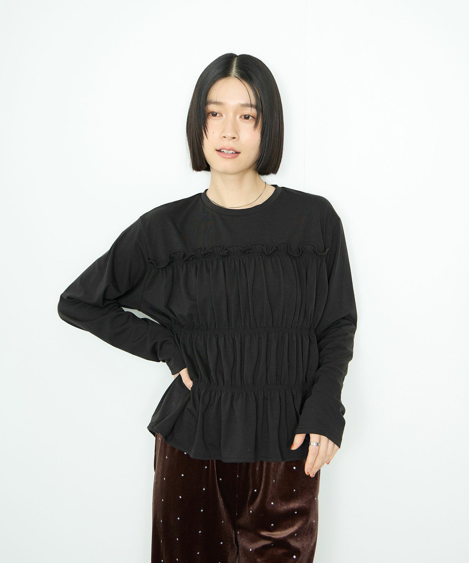 Idnes シャーリングギャザープルオーバー レディース メール便 対応商品商品サムネイル-3